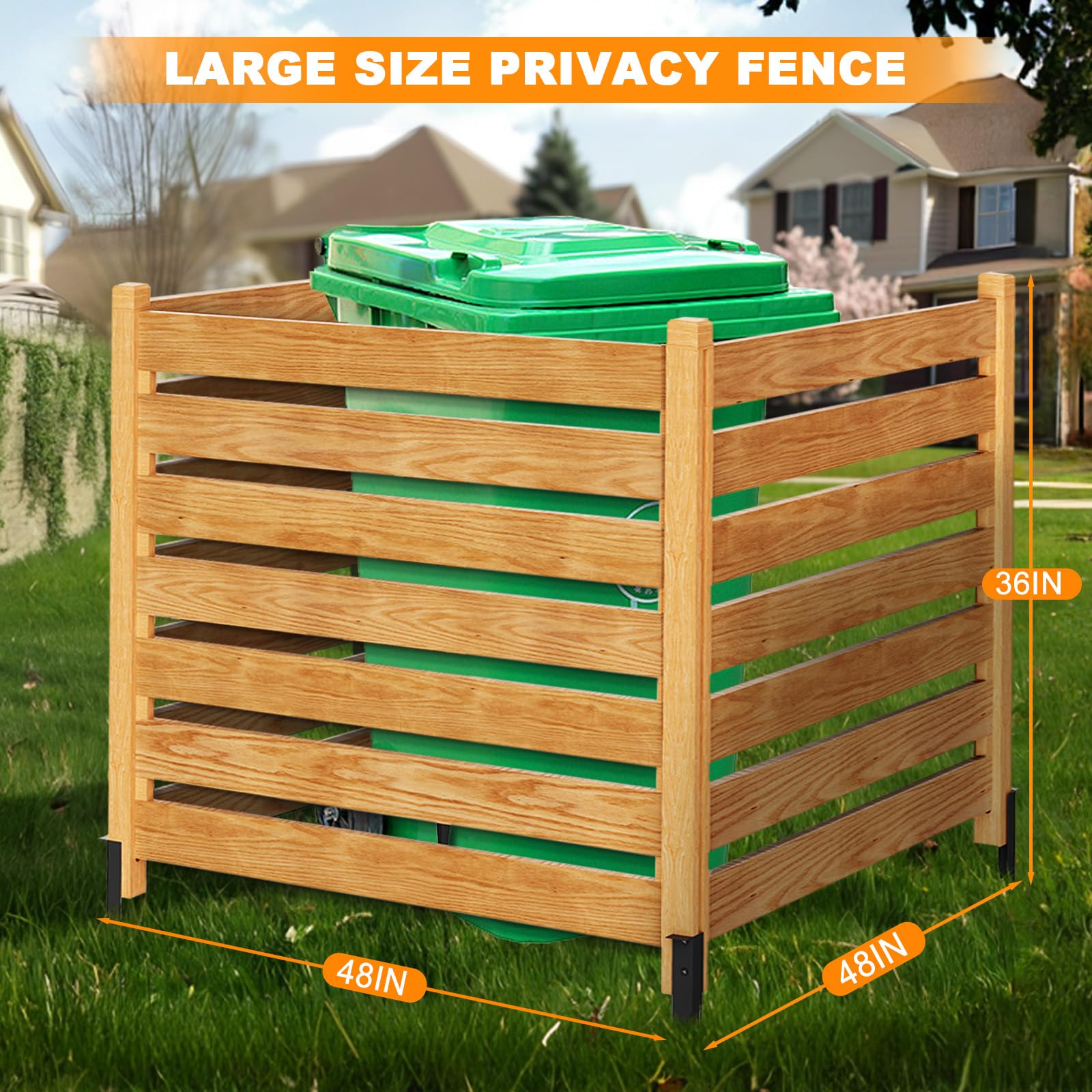 3-Panel Wooden Air Conditioner Fence Privacy Screen - 48