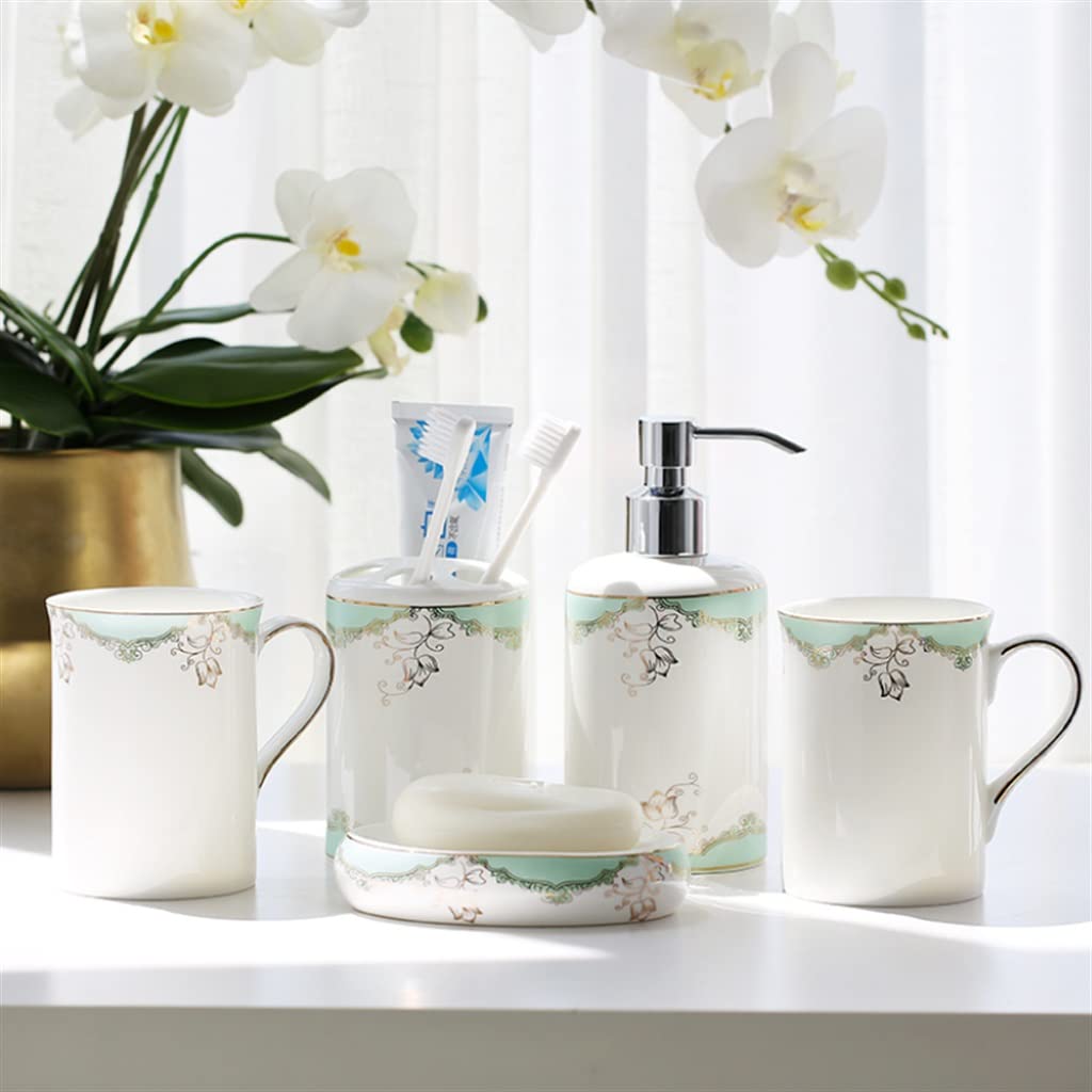 Ceramic Toothbrush Cup and Mouthwash Set - Bathroom Essentials for Brushing Teeth, Oral Hygiene & Home Decor | Perfect for Bathroom Countertop, Vanity Organizer, and Household Use