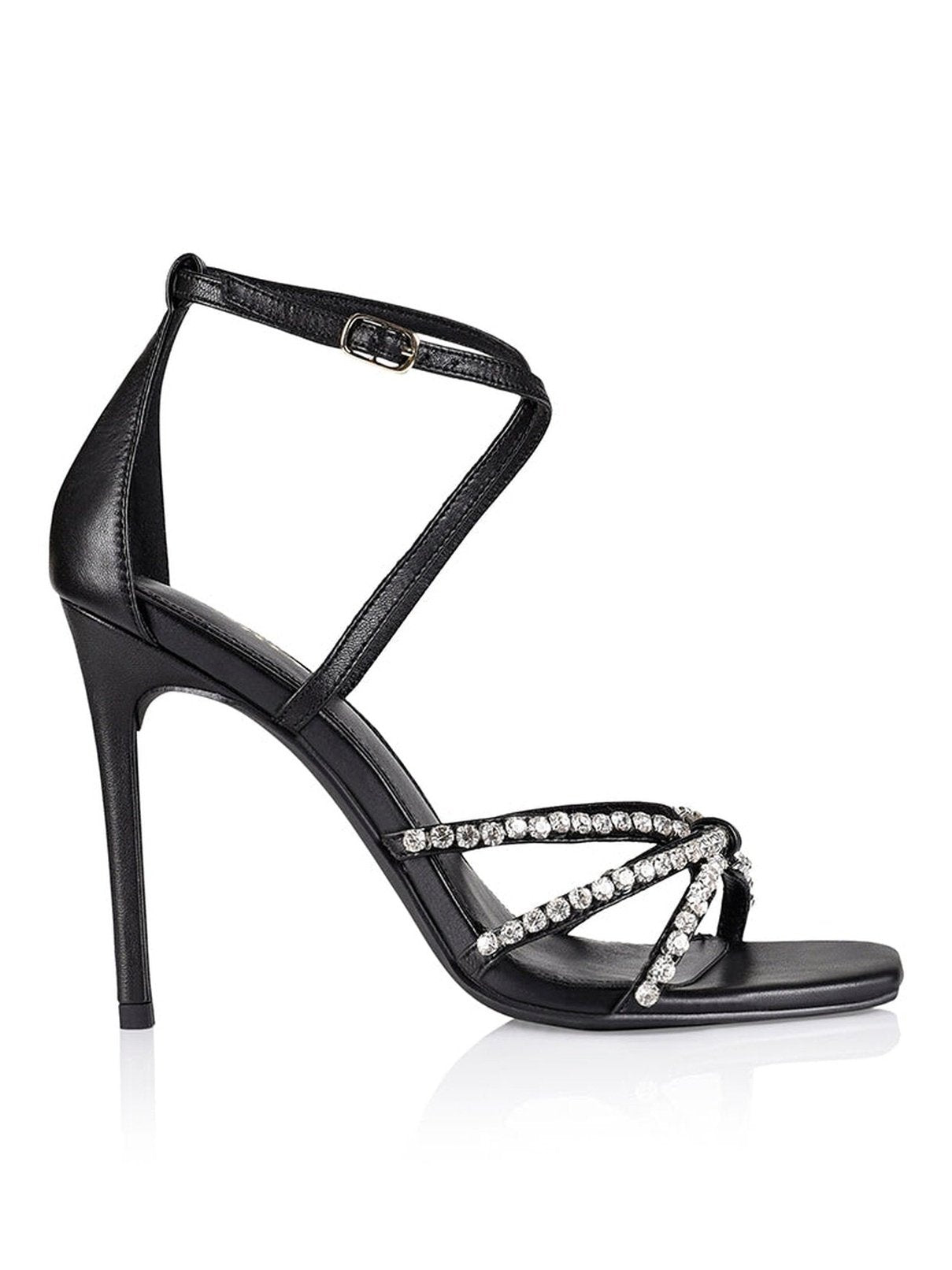 Dannie Black Leather Stiletto Heels for Women - Elegant High Heel Pumps for Party, Wedding & Evening Wear - Comfortable Dress Shoes for Office & Night Out