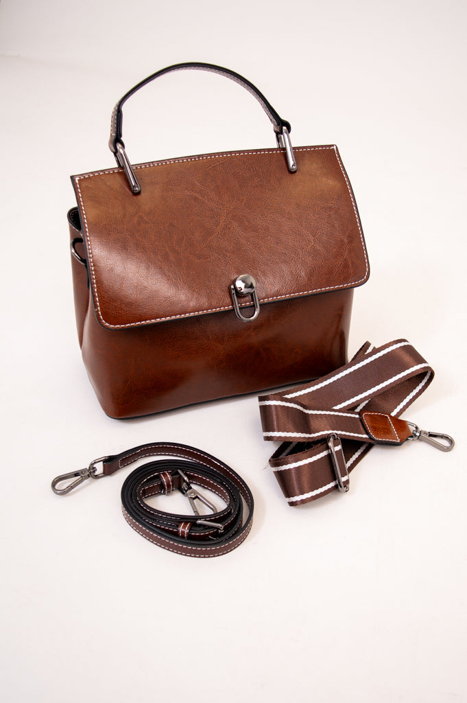 Cecilia Bag 2161 - Genuine Leather Handbag for Women, Brown Crossbody Purse - Perfect for Work, Travel & Everyday Use