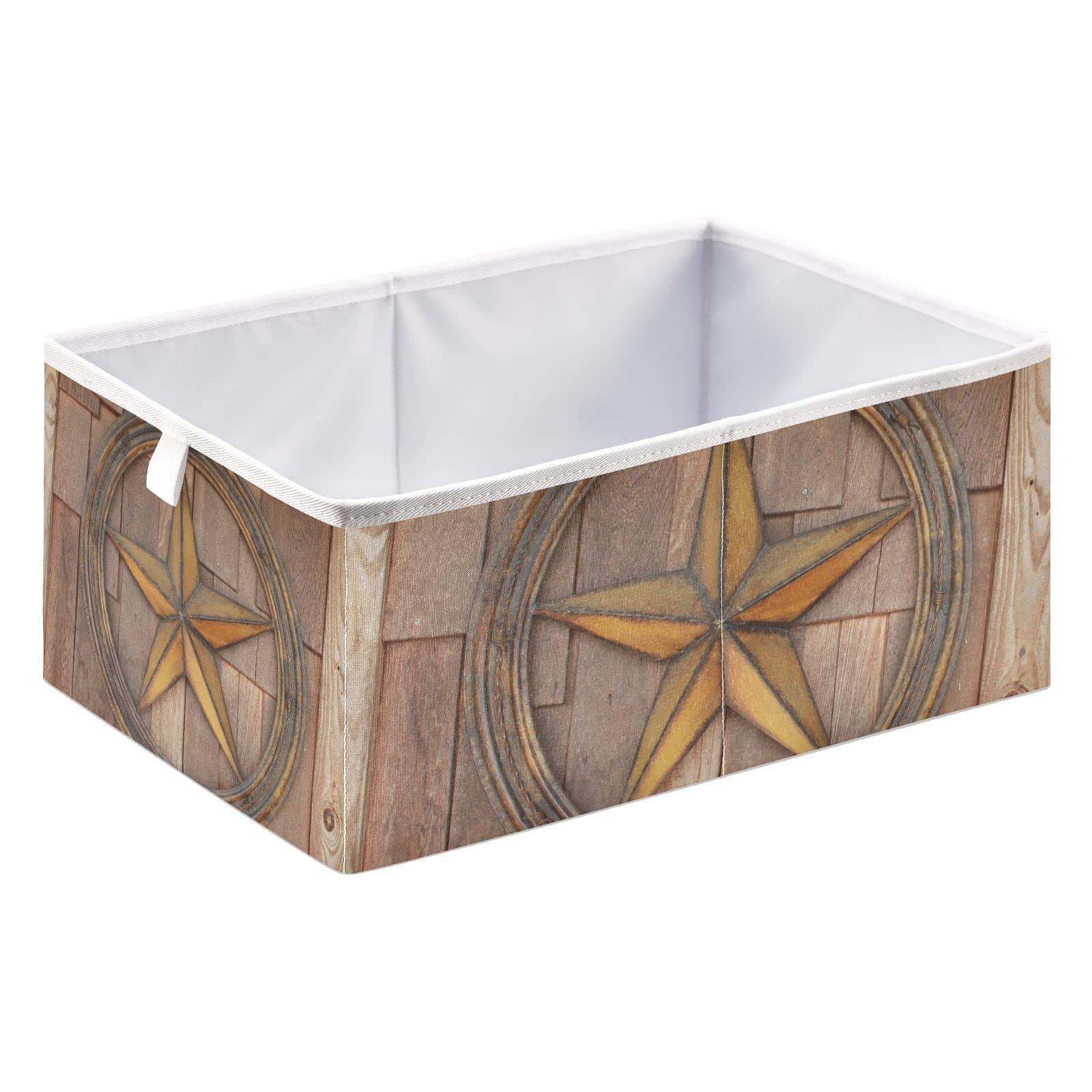 American Texas Star Wood Wall Square Collapsible Storage Bins - Foldable Fabric Toy Organizer with Handles for Nursery, Shelves & Closet | Perfect for Kids' Room Organization & Home Decor