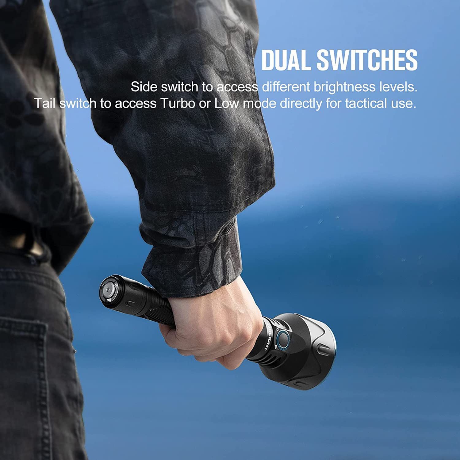 Olight Javelot Pro 2 Tactical Flashlight 2500 Lumens - Rechargeable LED Flashlight with Magnetic Dual Switch & Replaceable Battery - Powerful Hunting Light for Outdoor, Camping, Emergency & Search & Rescue Operations