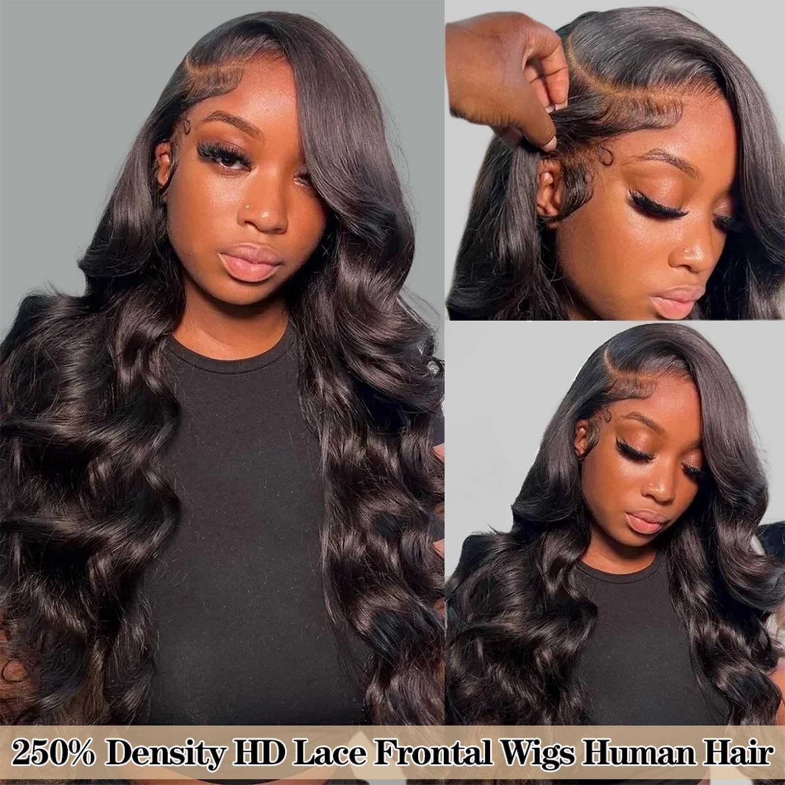 250% Density 13x4 HD Transparent Lace Front Wigs - Body Wave Human Hair Wigs for Black Women | Glueless, Pre-Plucked with Baby Hair (18 Inch) | Perfect for Daily Wear, Parties & Special Occasions