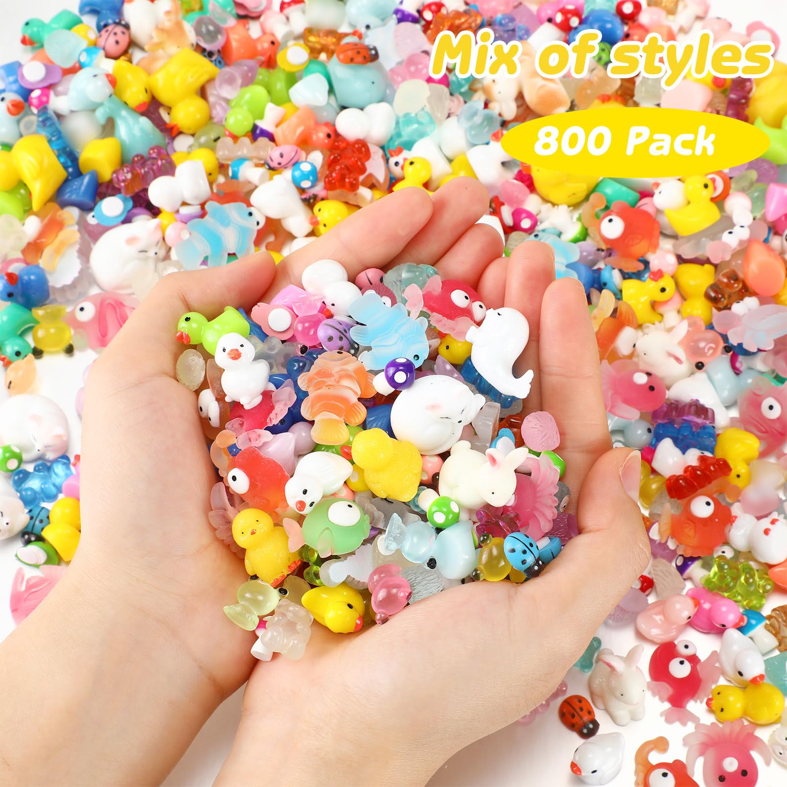 800 Pcs Mini Resin Animal Figures Bulk - Tiny Duck & Animal Toys for Garden Decor, DIY Crafts, Fairy Gardens, Dollhouse Miniatures - Perfect for Prank Gifts, Party Favors & Plant Pot Decorations