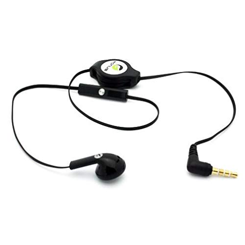 Retractable Mono Earphone with Mic - 3.5mm Headset for Motorola Moto G Stylus 5G | Hands-Free Earbud for Driving, Gaming & Work Calls | Compatible with Moto G Stylus 5G Smartphone