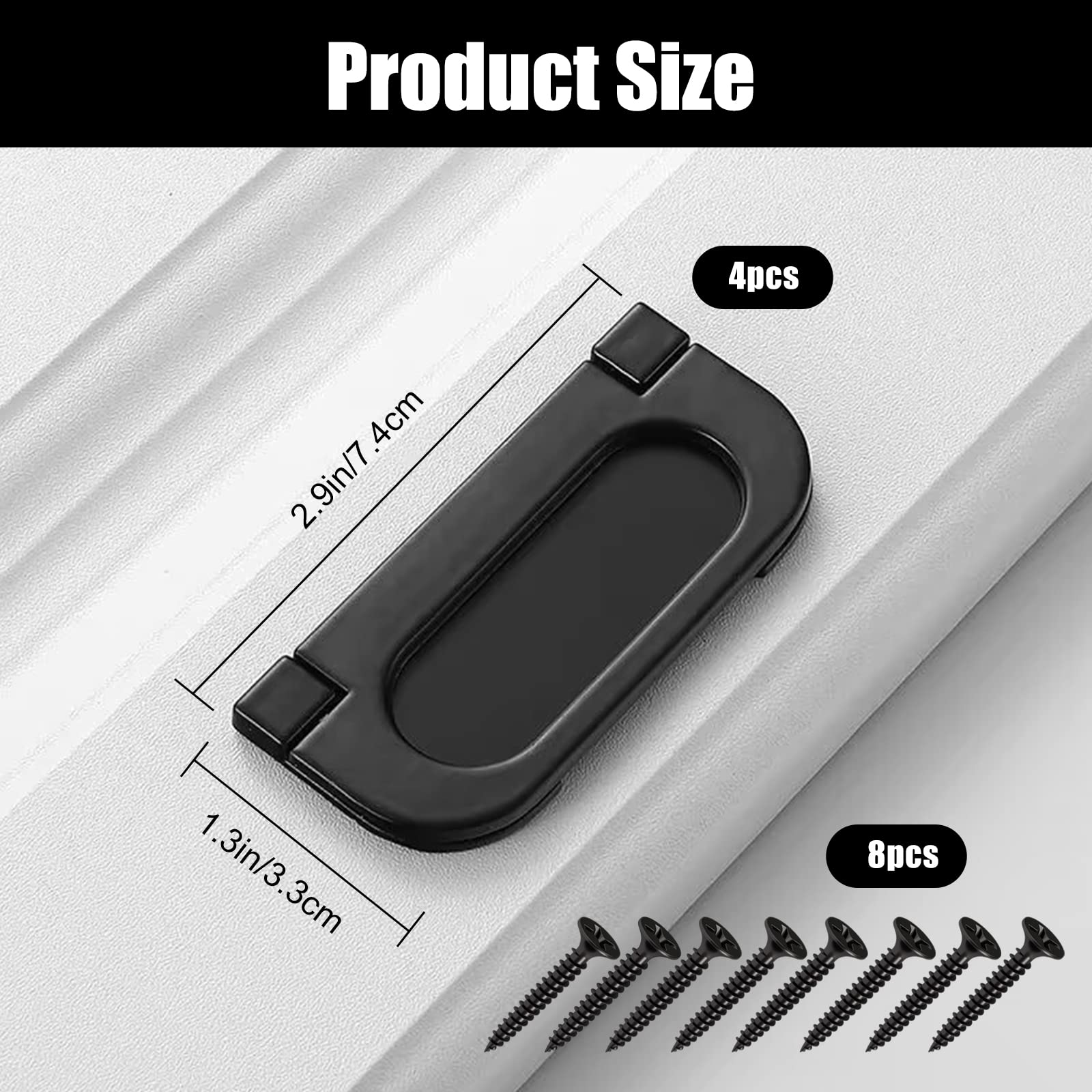 Black Cabinet Pull Handles - Flush Mount Drawer Pulls for Dresser, Wardrobe & Kitchen Cabinets - Durable Hardware for Home Improvement & Furniture Upgrade (Perfect for Bedroom, Bathroom & Office Storage)