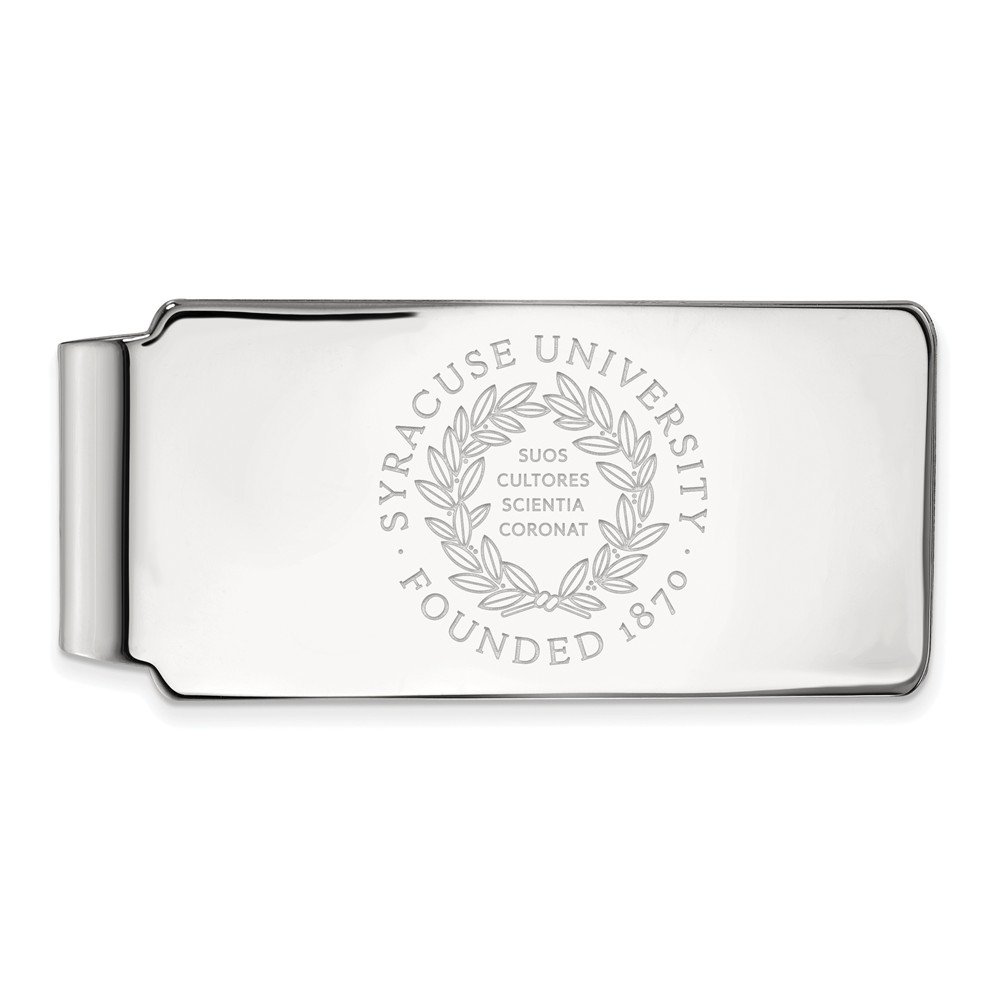14k White Gold Syracuse University Money Clip - Engraved Crest Design for Gifts, Graduation & Alumni Events | Premium Men's Wallet Accessory