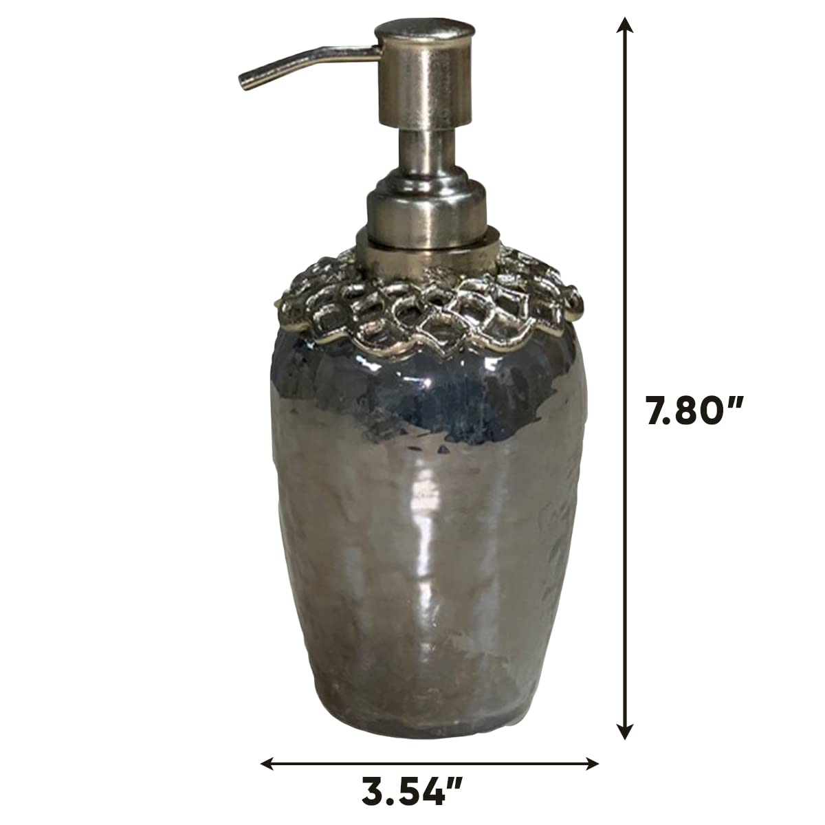 Decozen Brass and Glass Gold Soap Dispenser - Refillable Liquid Soap & Lotion Pump for Kitchen, Bathroom, and Home Decor | Elegant Arabesque Collection | Perfect for Modern Farmhouse, Luxury Spa, and Guest Bathroom Essentials