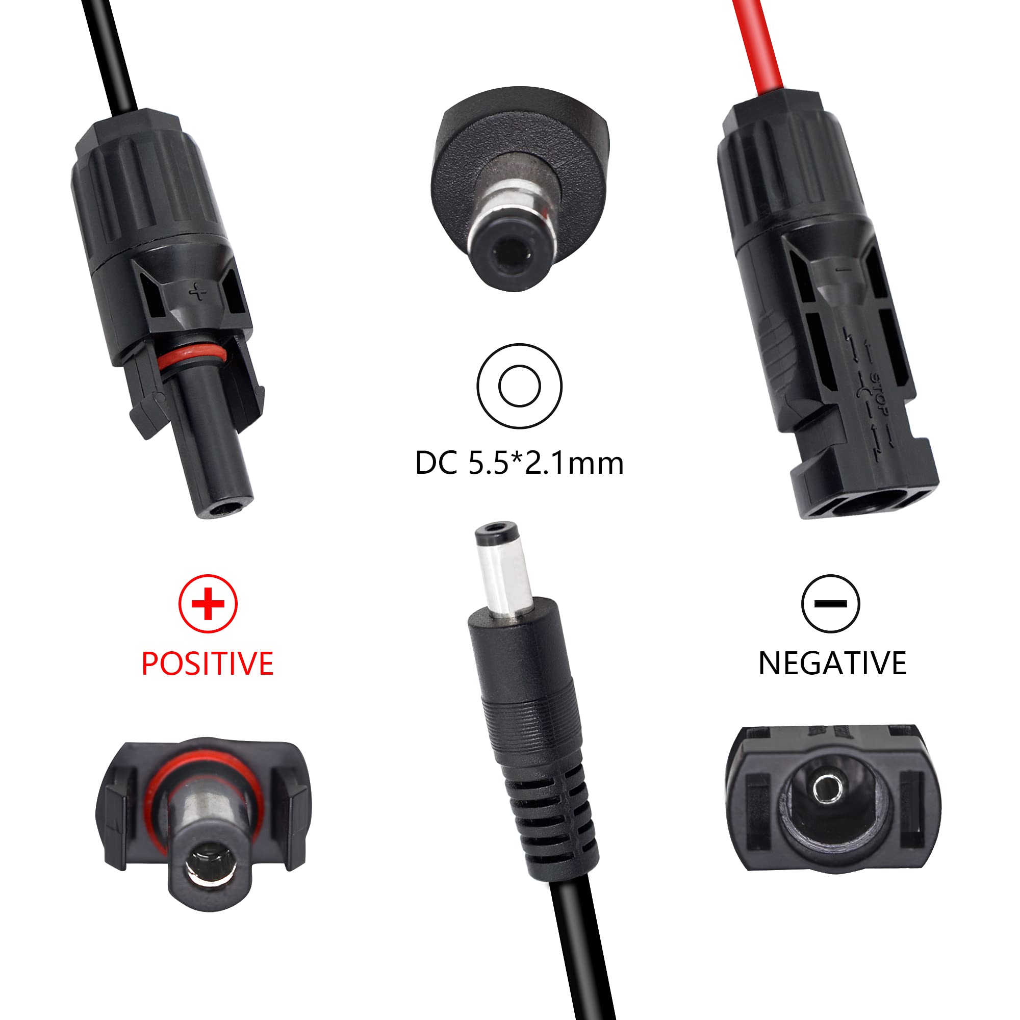 YACSEJAO 16AWG Solar Connector to DC Power Cable - Heavy Duty Waterproof Solar Charge Cable for Solar Panels, Generators & Inverters (4.9FT/1.5M) - Perfect for Off-Grid Systems, RV Solar Kits & Emergency Power Backup