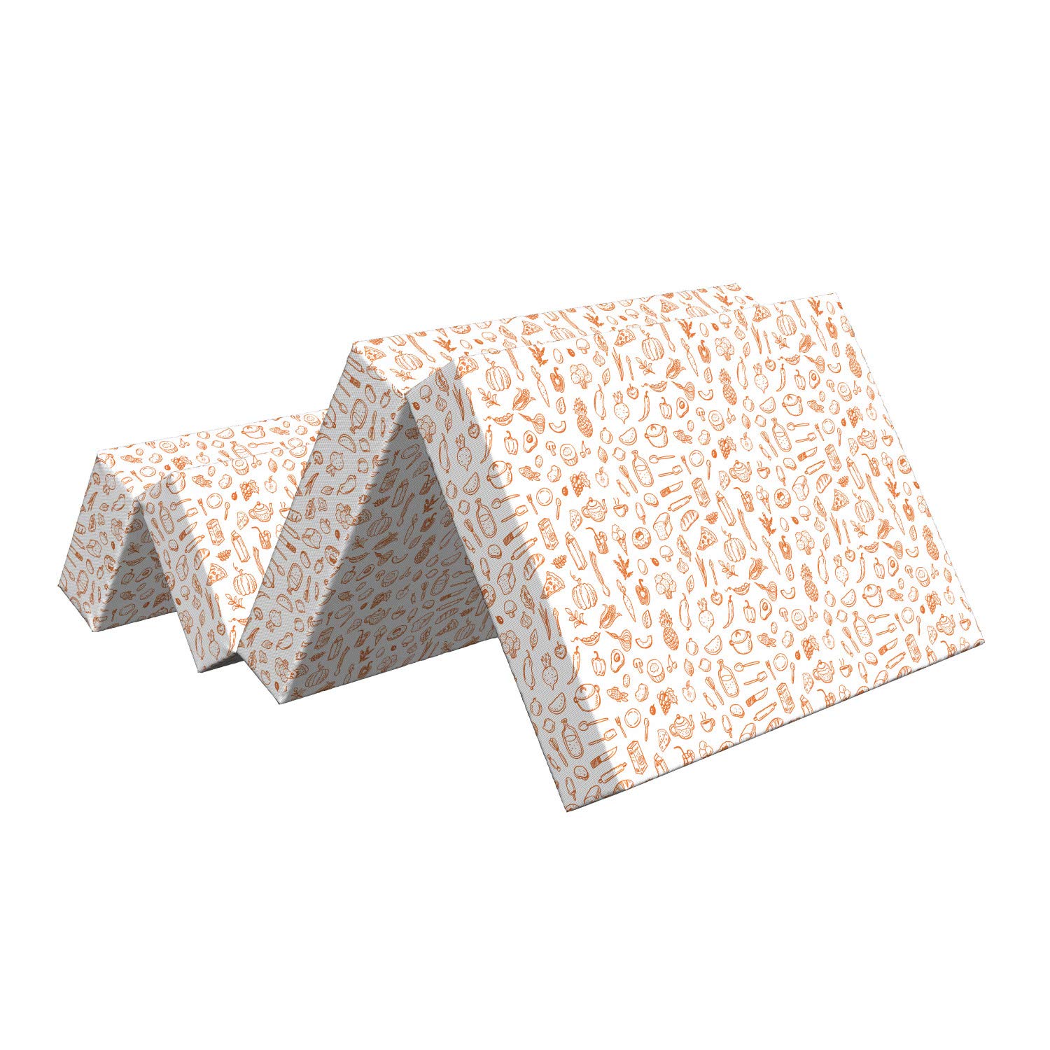 Ambesonne Food Art Foldable Mattress - Rolling Pin Whisk Lemon Print, 74.8