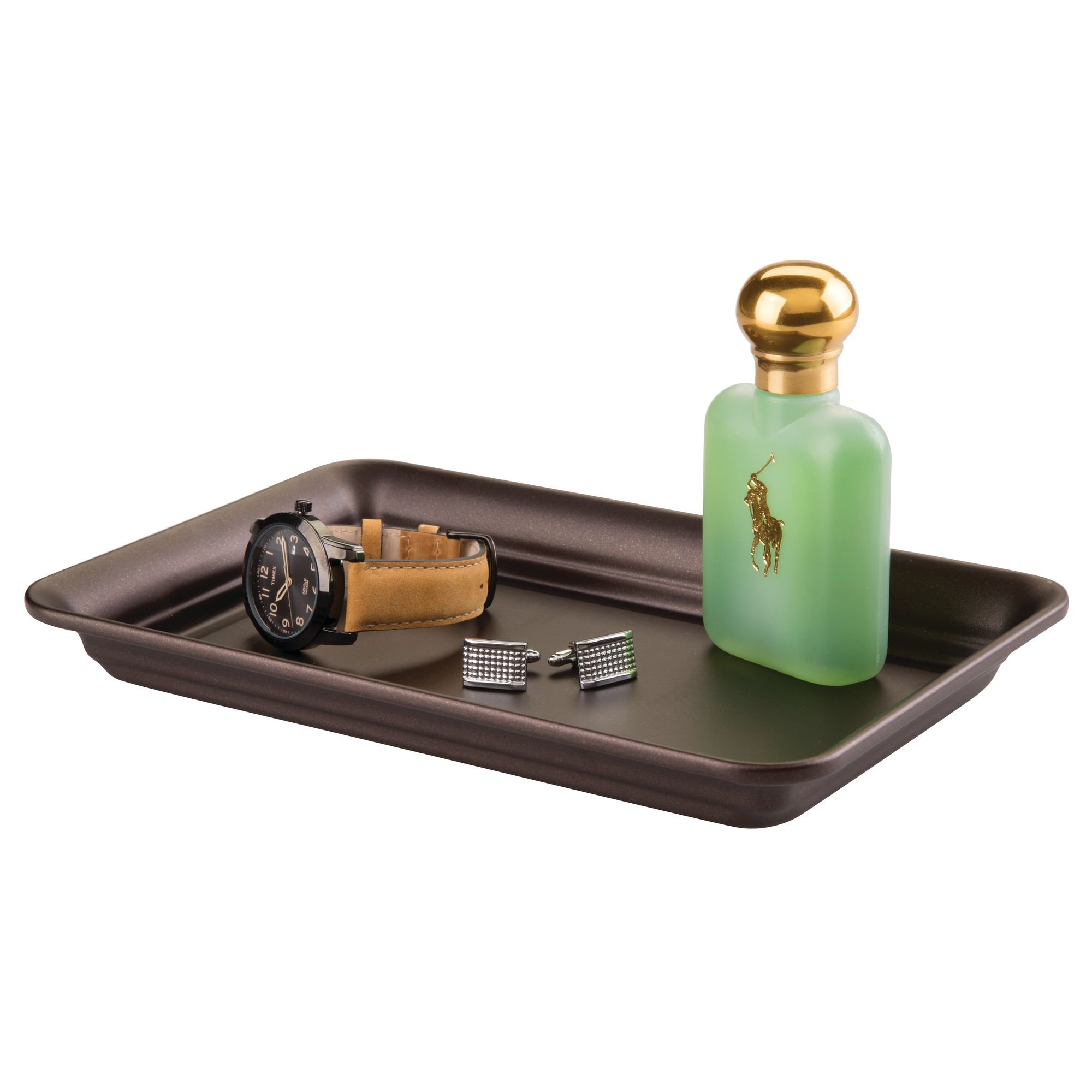 iDesign Decorative Vanity Tray Organizer - Set of 2 Bronze Countertop Storage Trays (9.7