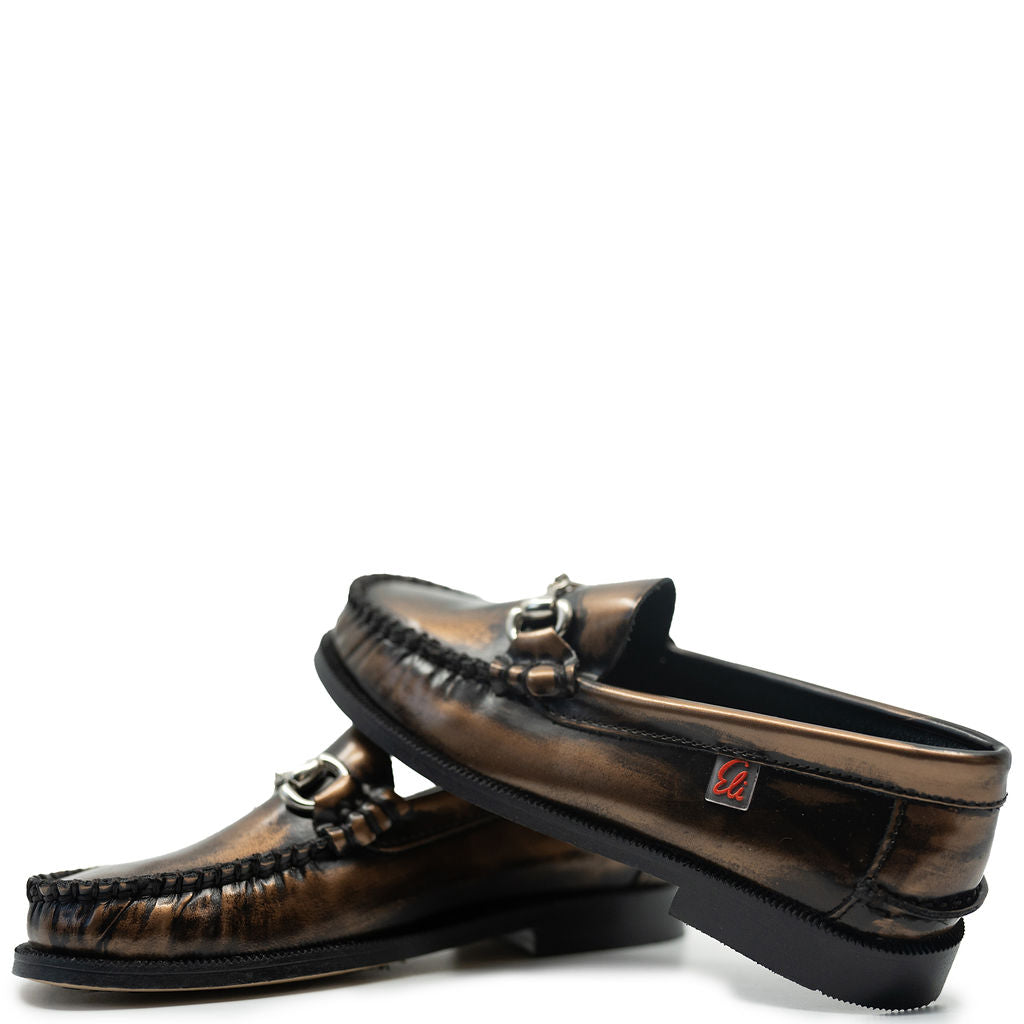 Bronze Brushed Buckle Loafers for Men - Classic Slip-On Dress Shoes for Business & Casual Wear - Perfect for Office, Wedding & Formal Occasions