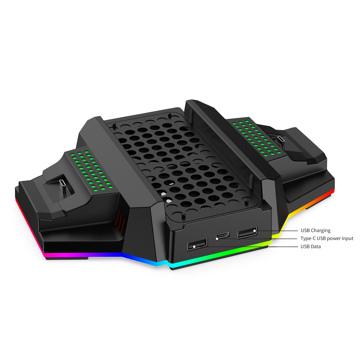 Xbox Series S Cooling Stand & Charging Station with RGB Lights - Dual Controller Charger, Cooling Fan Accessory & 2 Rechargeable Battery Packs (Black) - Perfect for Gaming Sessions & Console Protection