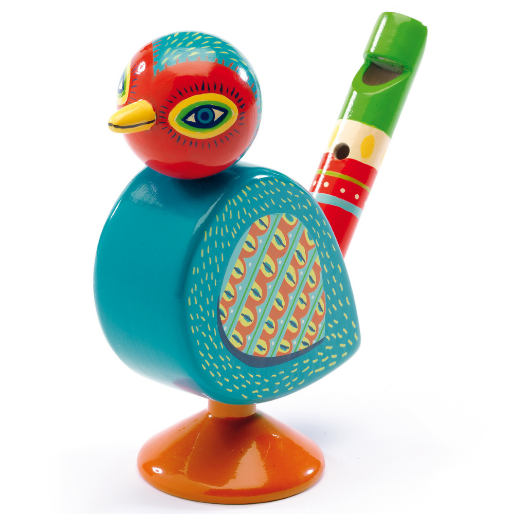 Djeco Animambo Bird Whistle - Colorful Wooden Bird Whistle Toy for Kids | Musical Instrument for Outdoor Play, Parties & Educational Fun