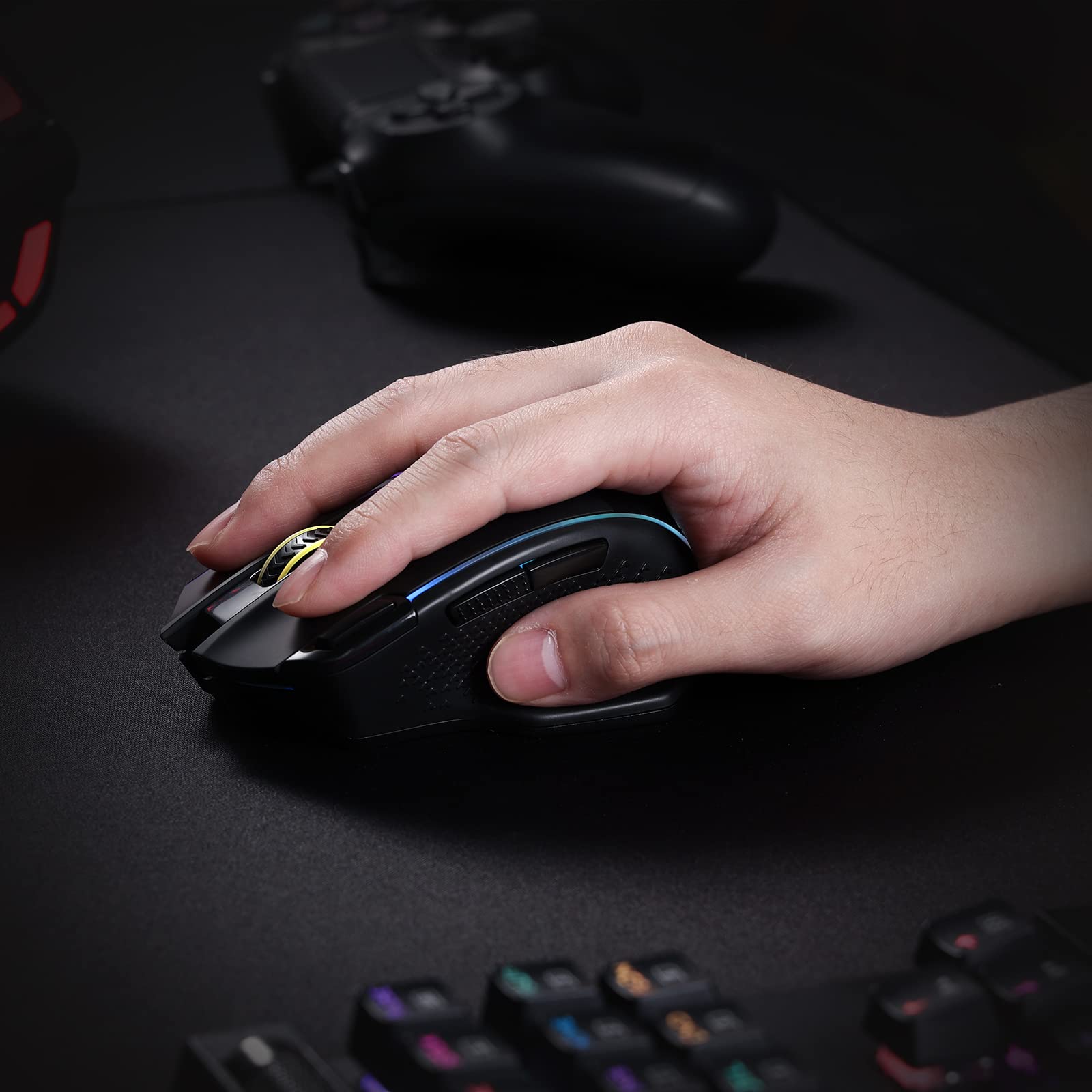 Redragon M991 Wireless Gaming Mouse - 19000 DPI Wired/Wireless Mouse with Rapid Fire Key, 9 Programmable Buttons, 45H Battery Life & RGB Lighting for PC, Mac, Laptop - Perfect for FPS, MOBA & MMO Gaming