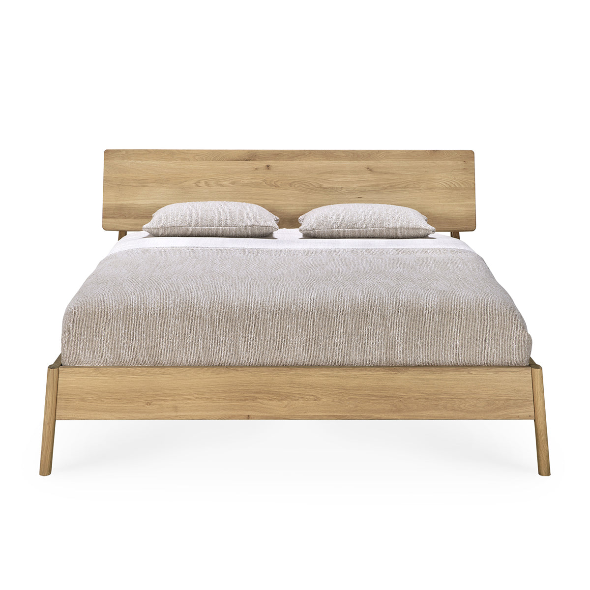 Premium Oak Air Queen Bed Frame - Solid Wood, Sturdy & Elegant Design for Master Bedroom or Guest Room