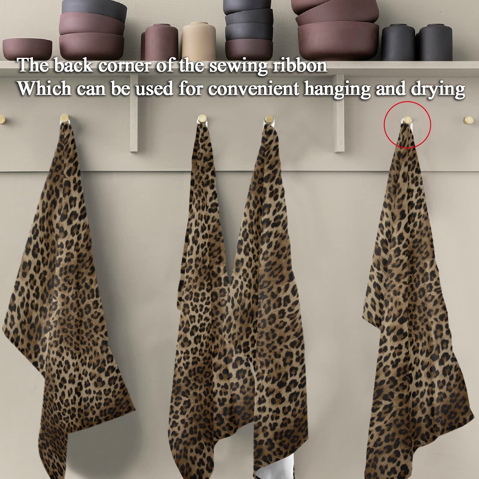 Naanle 4-Pack Leopard Print Kitchen Towels - Absorbent, Reusable & Fast Drying Dish Cloths (28
