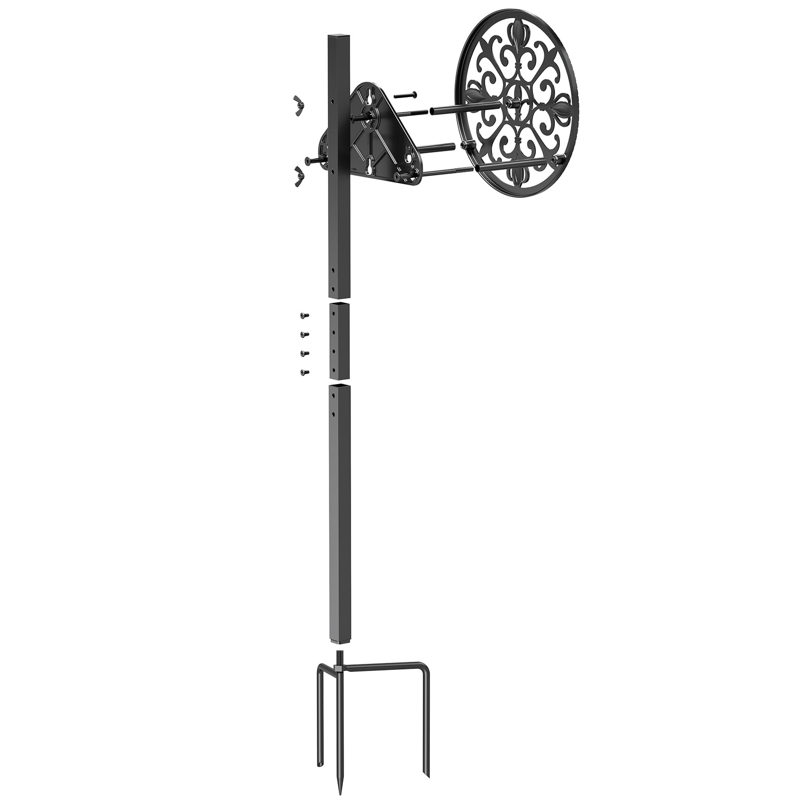 GOFORWILD Decorative Garden Hose Holder - Sturdy Wall Mount Hose Rack for 125-Feet 5/8-Inch Water Hose - Durable Cast Aluminum Hose Reel & Hanger - Perfect for Yard, Lawn, and Outdoor Watering