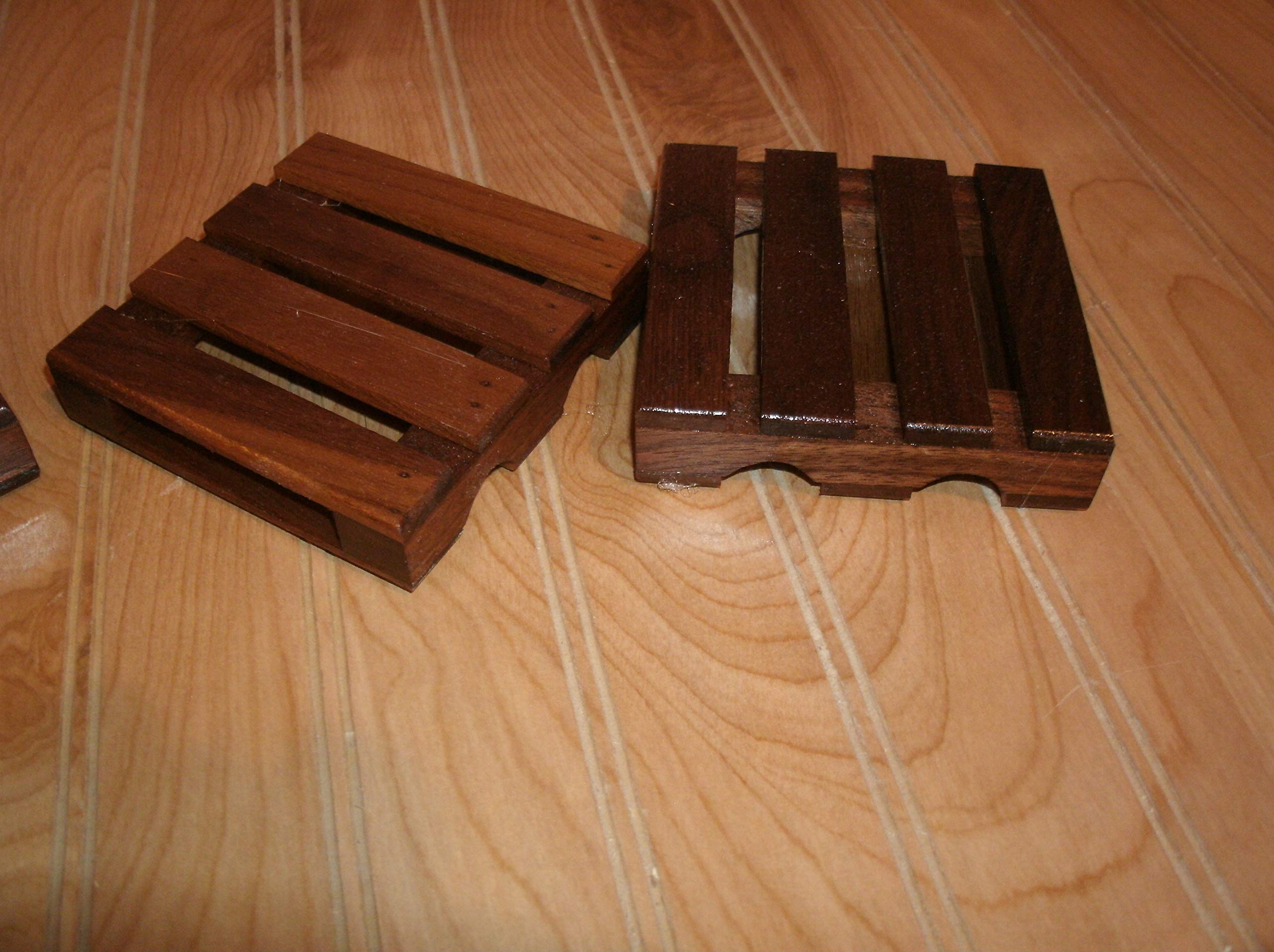 Premium Walnut Wood Pallet Coaster Set of 4 - Natural Wood Drink Coasters for Hot & Cold Beverages - Perfect for Home, Office, Bar, and Restaurant Use