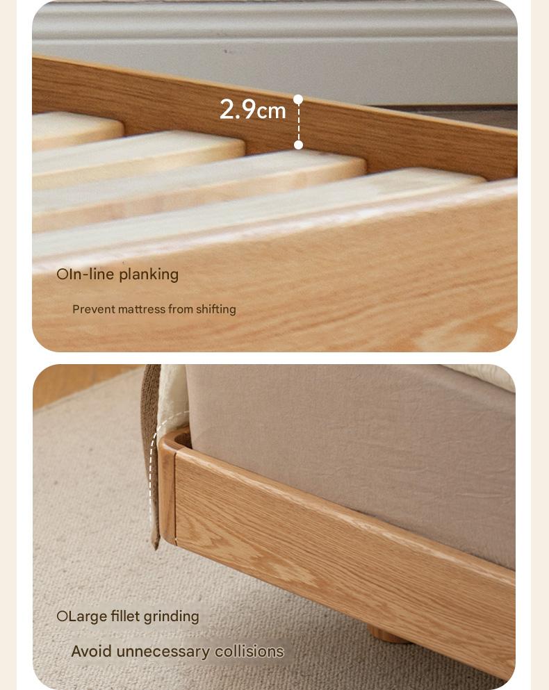 Premium Oak Solid Wood Lamb Fleece Soft Suspension Cream Bed - Cozy & Supportive Sleeping Solution for Modern Bedrooms, Guest Rooms & Nursery Decor