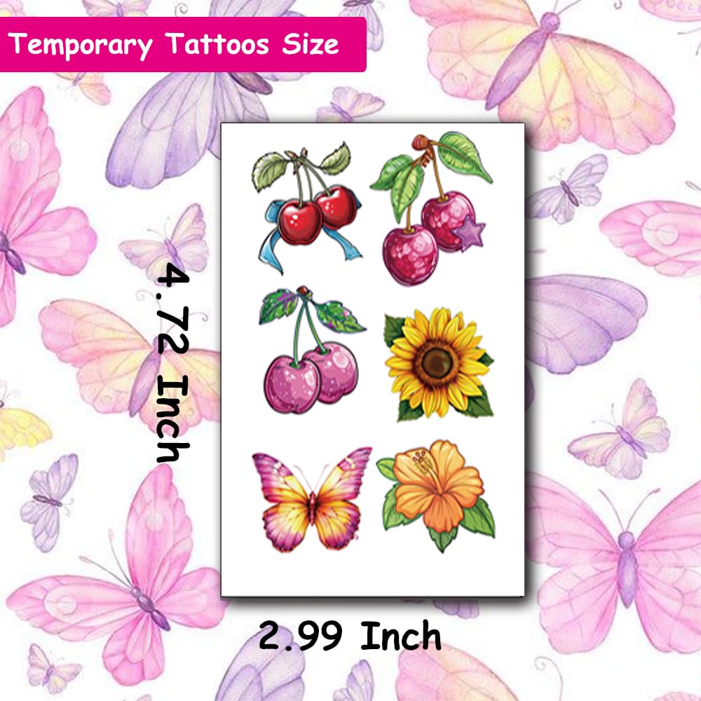Glitter Temporary Tattoos for Girls - 10 Sheets with Flowers, Birds, Butterflies & Hearts | Kids Birthday Party Supplies, Gifts & Decorations | Perfect for Birthday Parties, Festivals, Themed Events & DIY Crafts