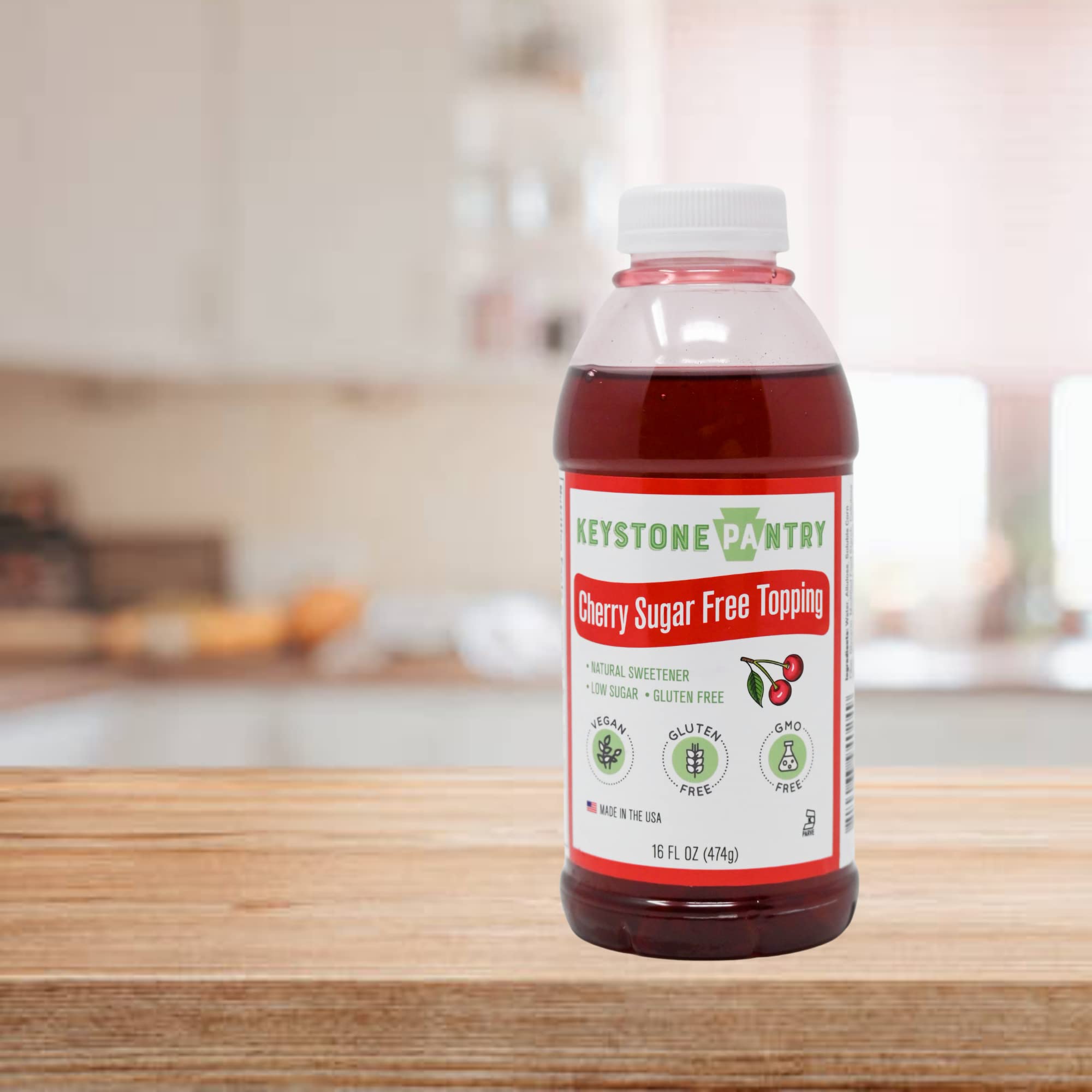 Sugar-Free Cherry Topping - Gluten Free, Vegan, Non-GMO, Kosher Parve | Perfect for Desserts, Ice Cream & Pancakes
