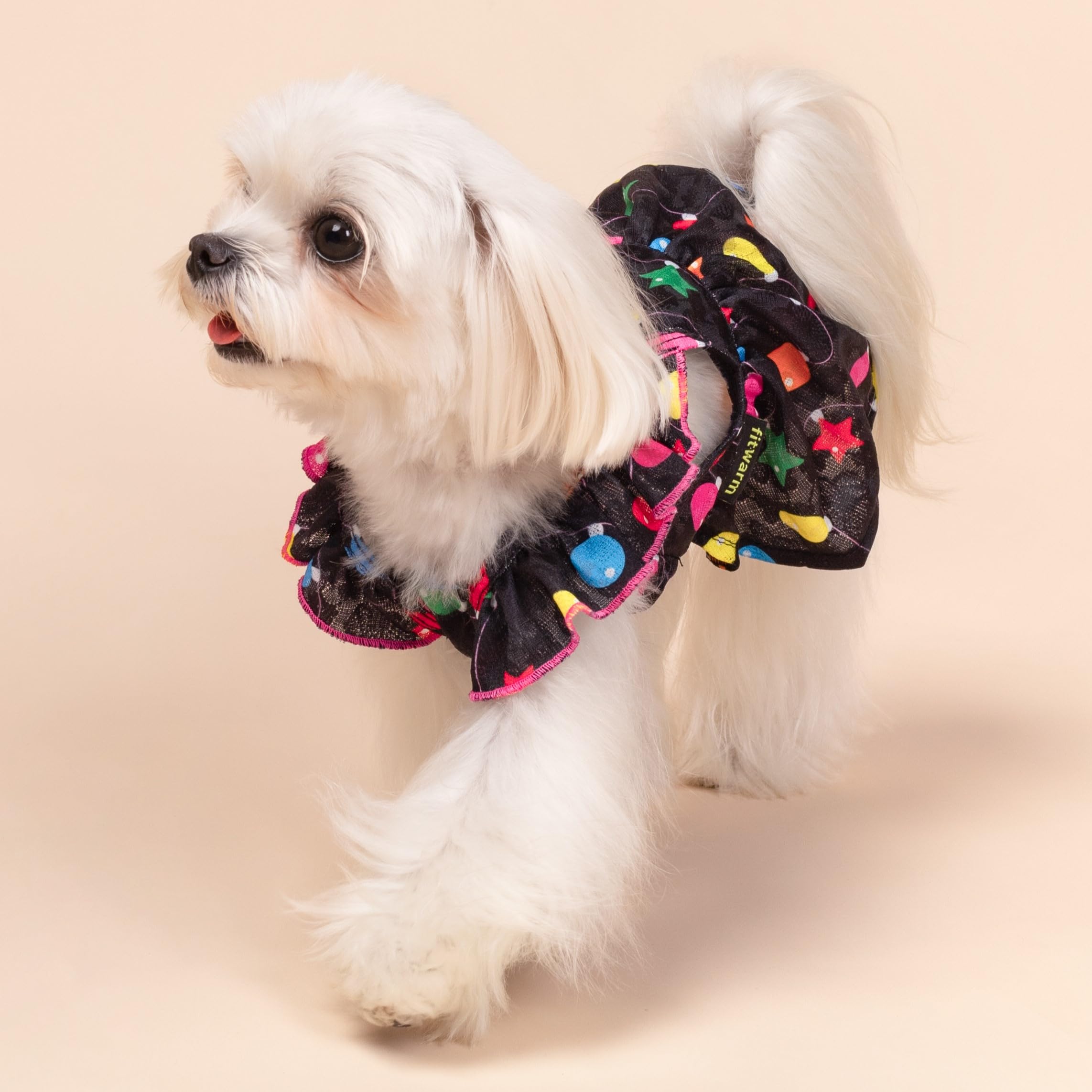 Fitwarm Christmas Light Dog Dress - Cute Holiday Pet Outfit for Small Dogs | Black, Pink, Red | Large Size | Perfect for Christmas Photos & Festive Gatherings