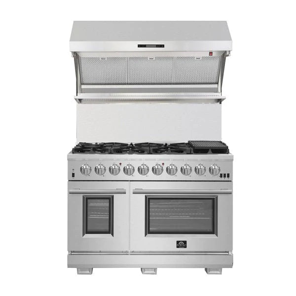 Forno Savona 48-Inch Wall Mount Range Hood with Backsplash - Stainless Steel Kitchen Vent Hood for Stove - Powerful 900 CFM, LED Lights, 3 Speed Settings - Ideal for Home Cooking, Grilling, and Baking (Model FRHWM5029 48HB)