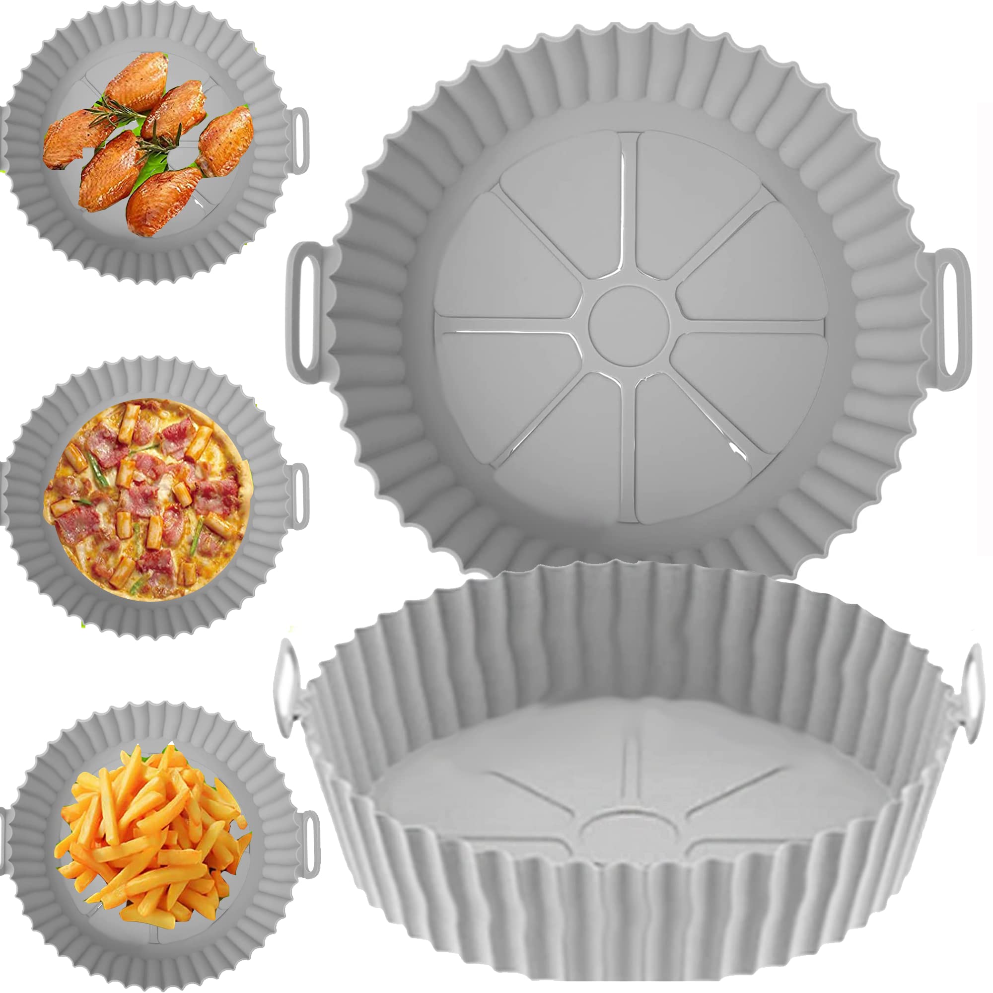 Reusable Silicone Air Fryer Liners (2-Pack) - 7.8 Inch Heat-Resistant, Microwave & Food Safe - Fits Most Air Fryers - Easy to Clean - Perfect for Healthy Cooking & Quick Meal Prep