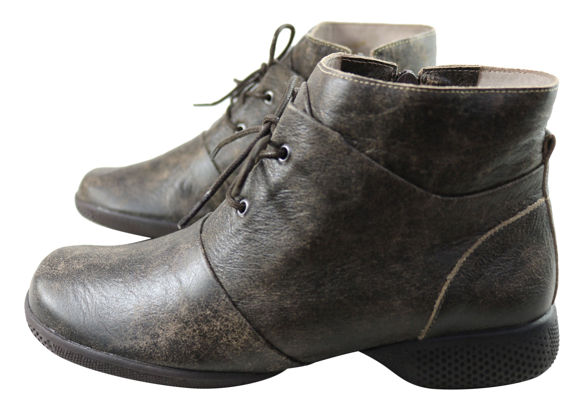 J Gean Angie Women's Comfortable Leather Ankle Boots - Made in Brazil - Perfect for Work, Casual Wear & Fall Fashion