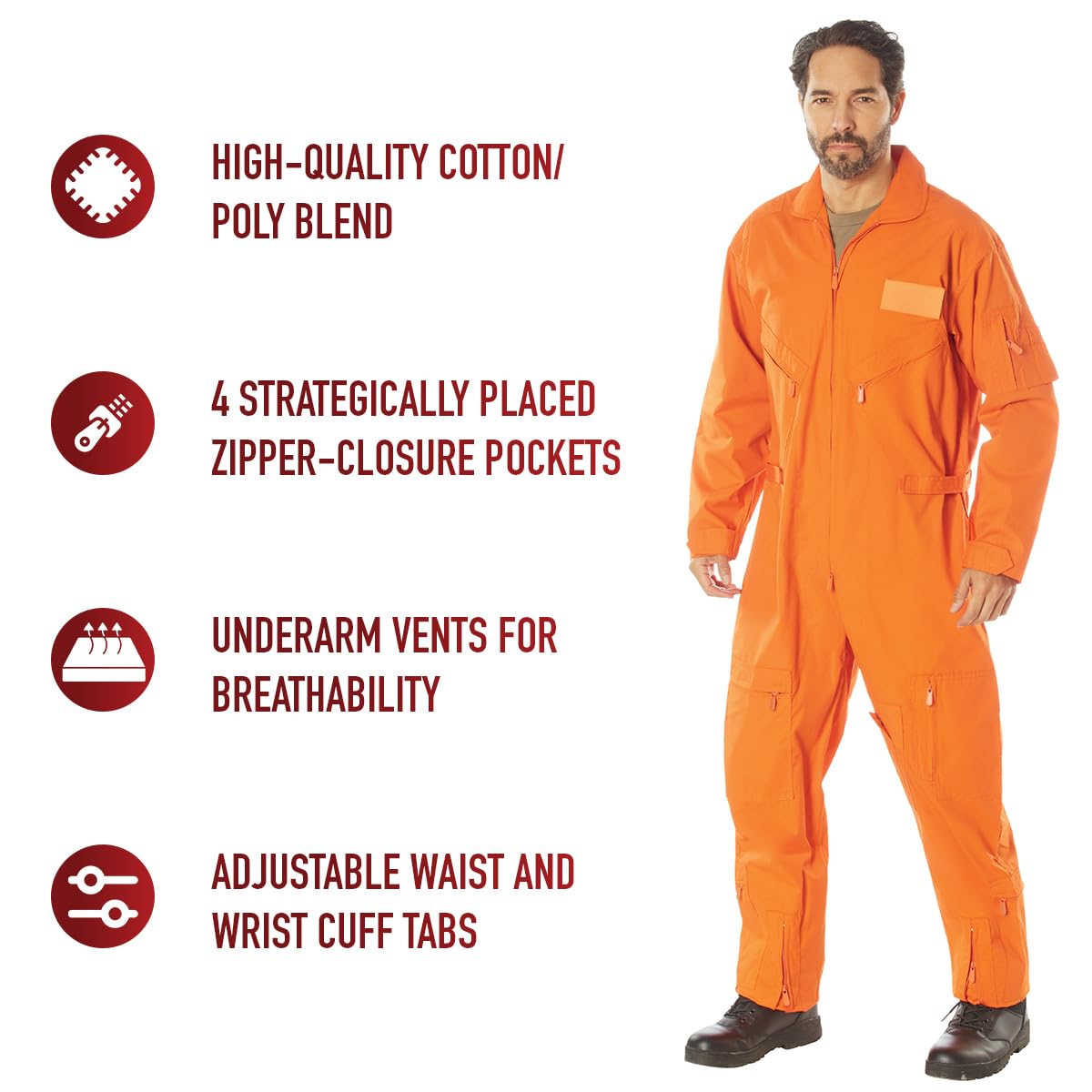 Rothco Men's Flight Suit - Military Pilot Coveralls - Aviation Jumpsuit for Cosplay & Halloween Costume - Perfect for Air Shows, Themed Parties & Role Playing
