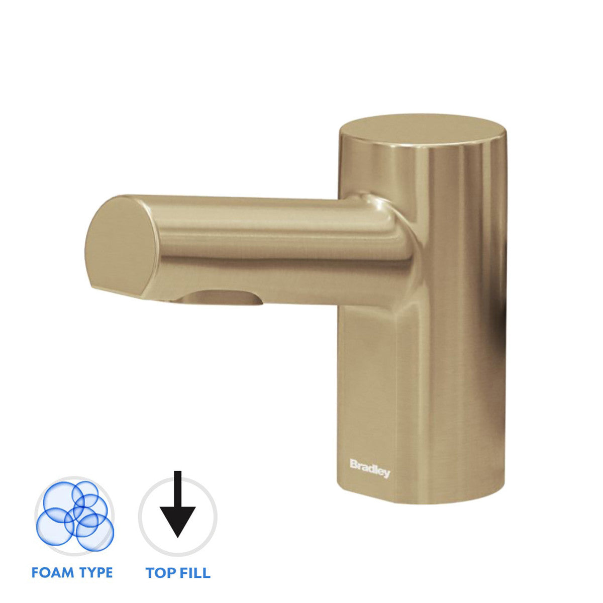 Bradley 3300 RLT Metro Series Top Fill Deck Mounted Soap Dispenser - Touchless Liquid Soap Dispenser for Kitchen, Bathroom & Commercial Use | Easy Refill & Modern Design