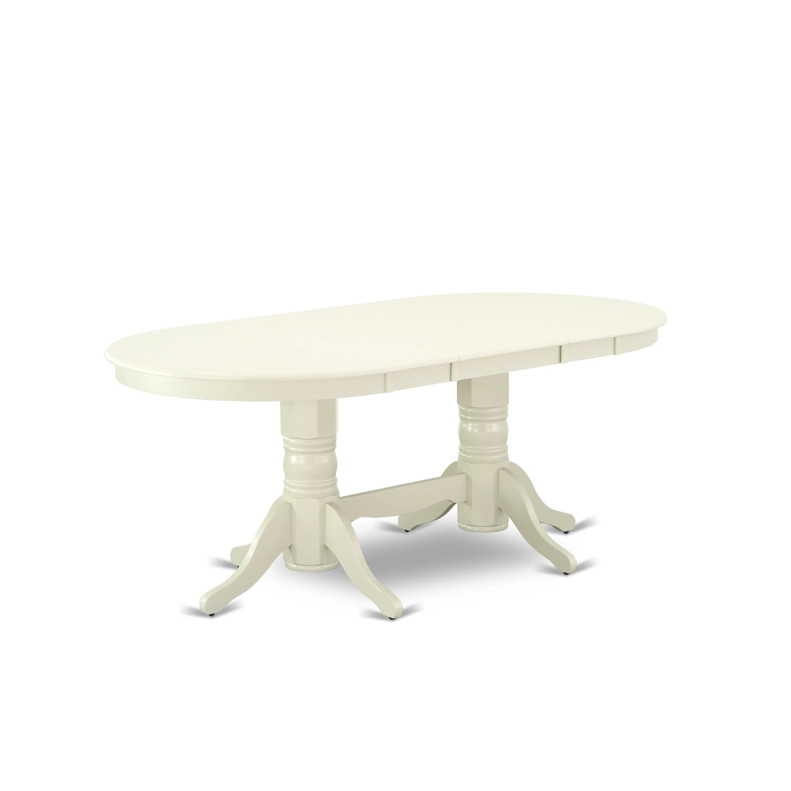 East West Furniture VAAB5-LWH-02 5-Piece White Linen Dining Set - 40x76 Inch Oval Table with Butterfly Leaf & 4 Light Beige Fabric Parsons Chairs - Perfect for Kitchen, Breakfast Nook & Small Space Dining Rooms