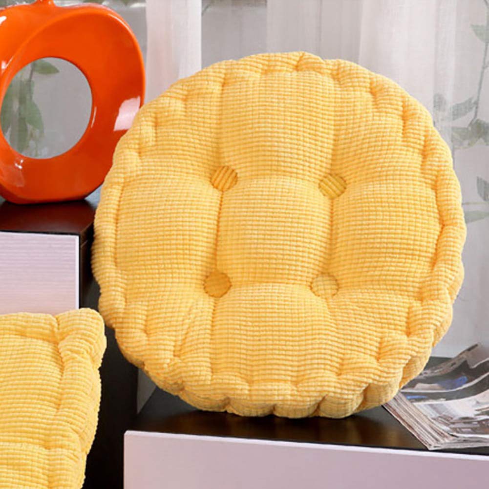 **NanSy Thickened Corduroy Tatami Seat Cushion - 16 Inch Round Floor Mat, Overstuffed Papasan & Patio Chair Pad - Solid Yellow - Perfect for Meditation, Yoga, and Outdoor Relaxation**