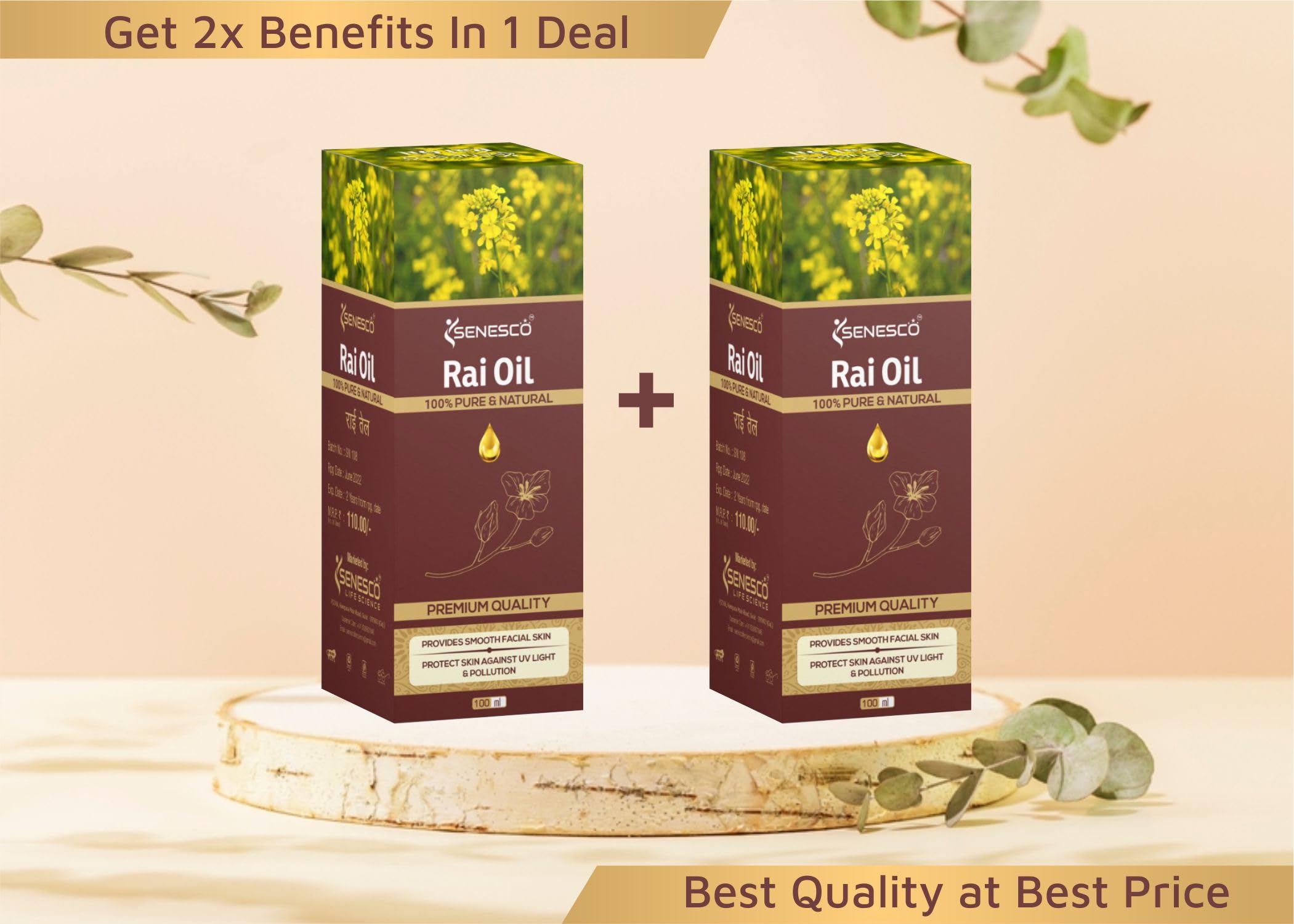 Premium SENESCO RAI OIL - 100% Pure & Natural Hair Care Oil for Growth & Shine - Perfect for Scalp Massage, Hair Treatment & DIY Beauty Recipes