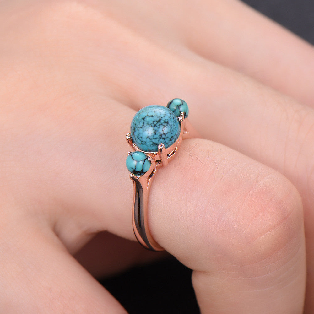 Three Stone Turquoise Engagement Ring - Elegant & Simple Design for Women | Perfect for Proposals, Weddings & Anniversaries
