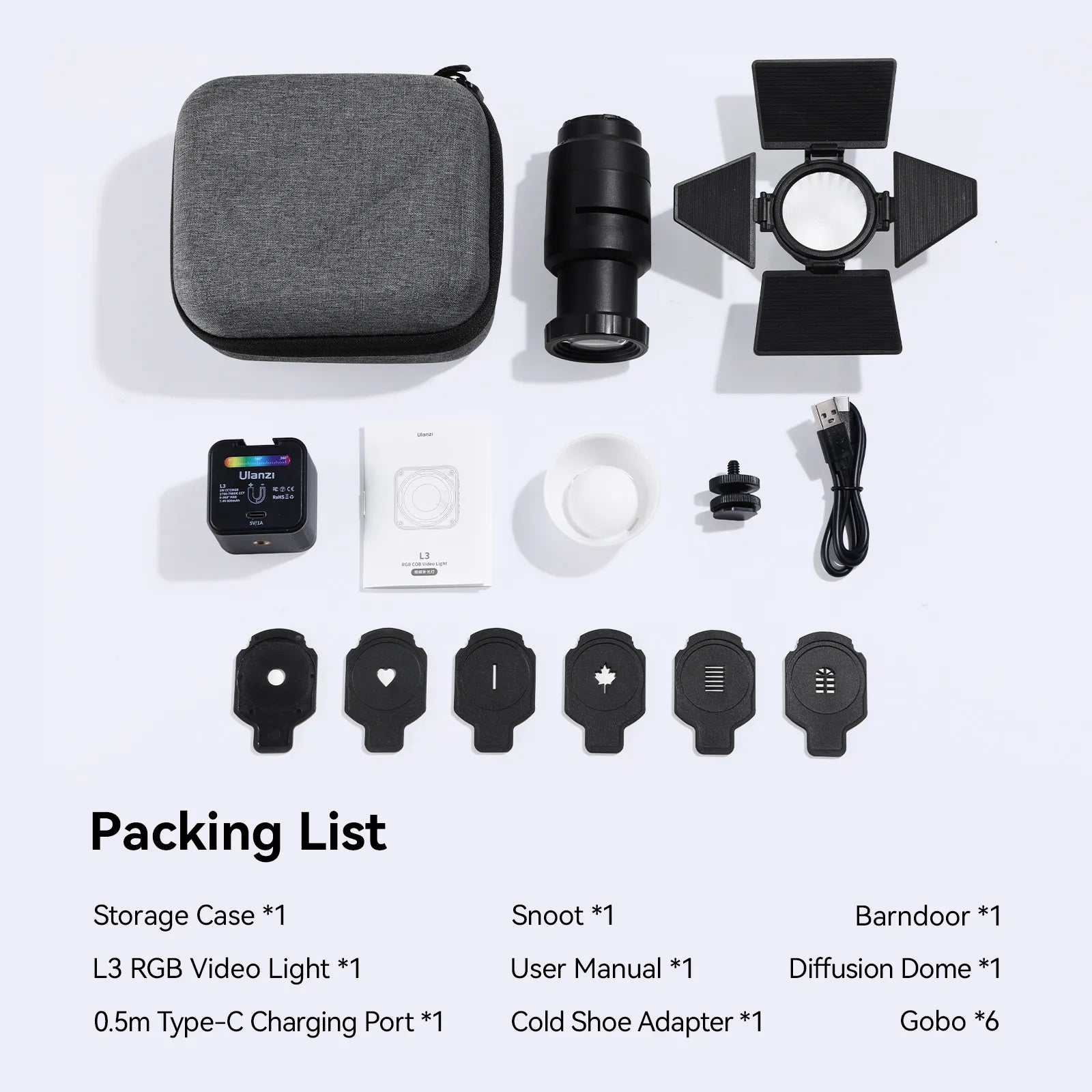 Ulanzi L3 RGB LED Video Light - 3200K-5600K Adjustable, 2600mAh Battery, Portable Lighting for YouTube, Vlogging, Photography, Live Streaming & Content Creation