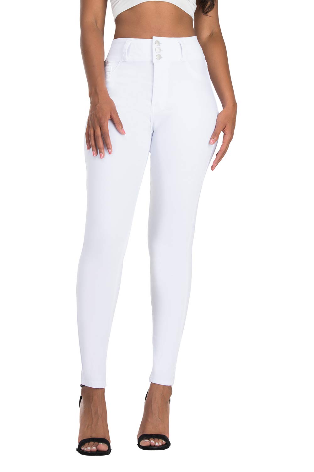 L.B FASHION Women's High Waisted Stretch Skinny Jeans - Plus Size Colored Denim Pants in Black, White & Khaki | Perfect for Casual Wear, Office Outfits & Night Out Looks