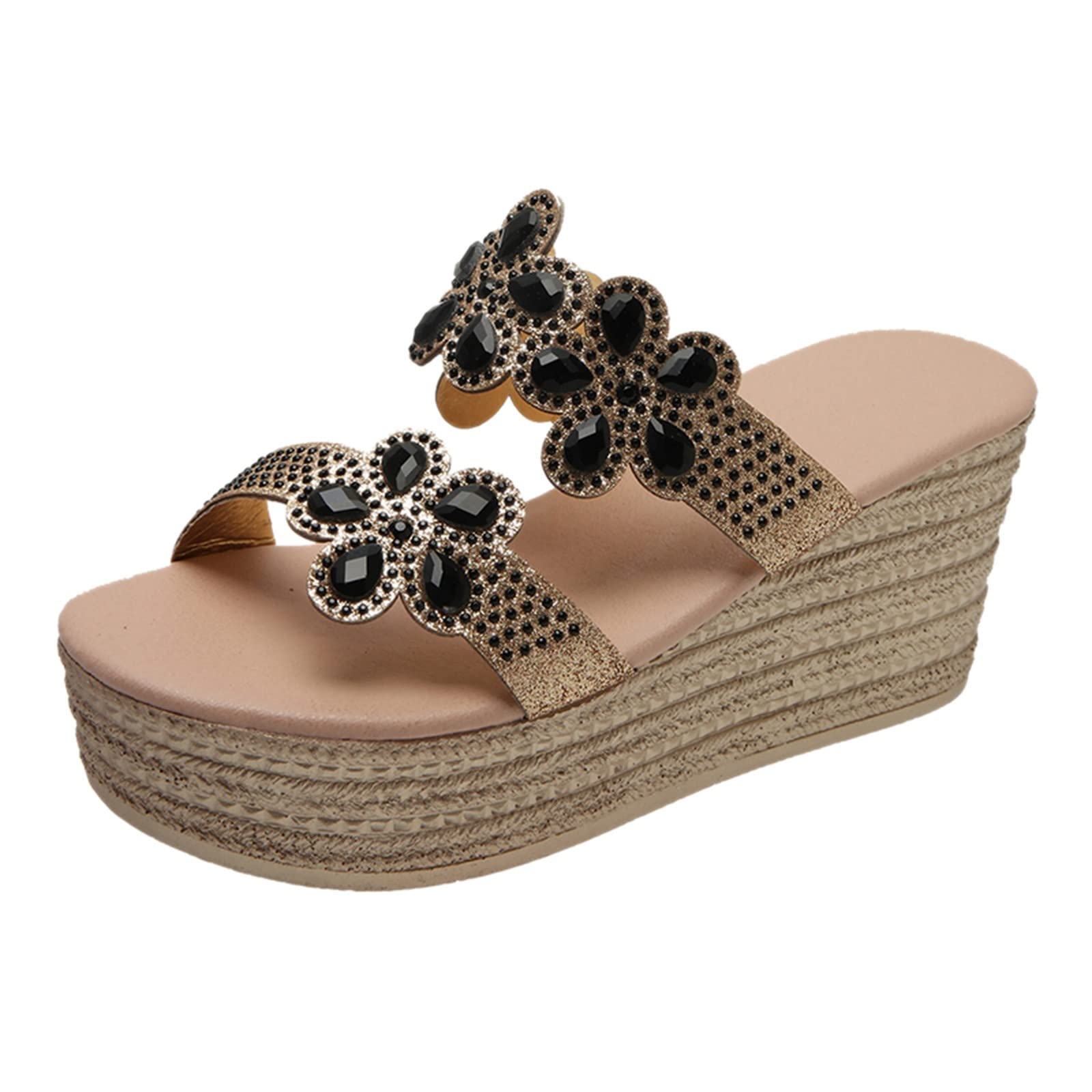 Women's Ankle Strap Sandals - Low Wedge Heel Roman Style Fashion Elastic Water Sandals for Beach, Pool & Summer Outfits - Size 9.5