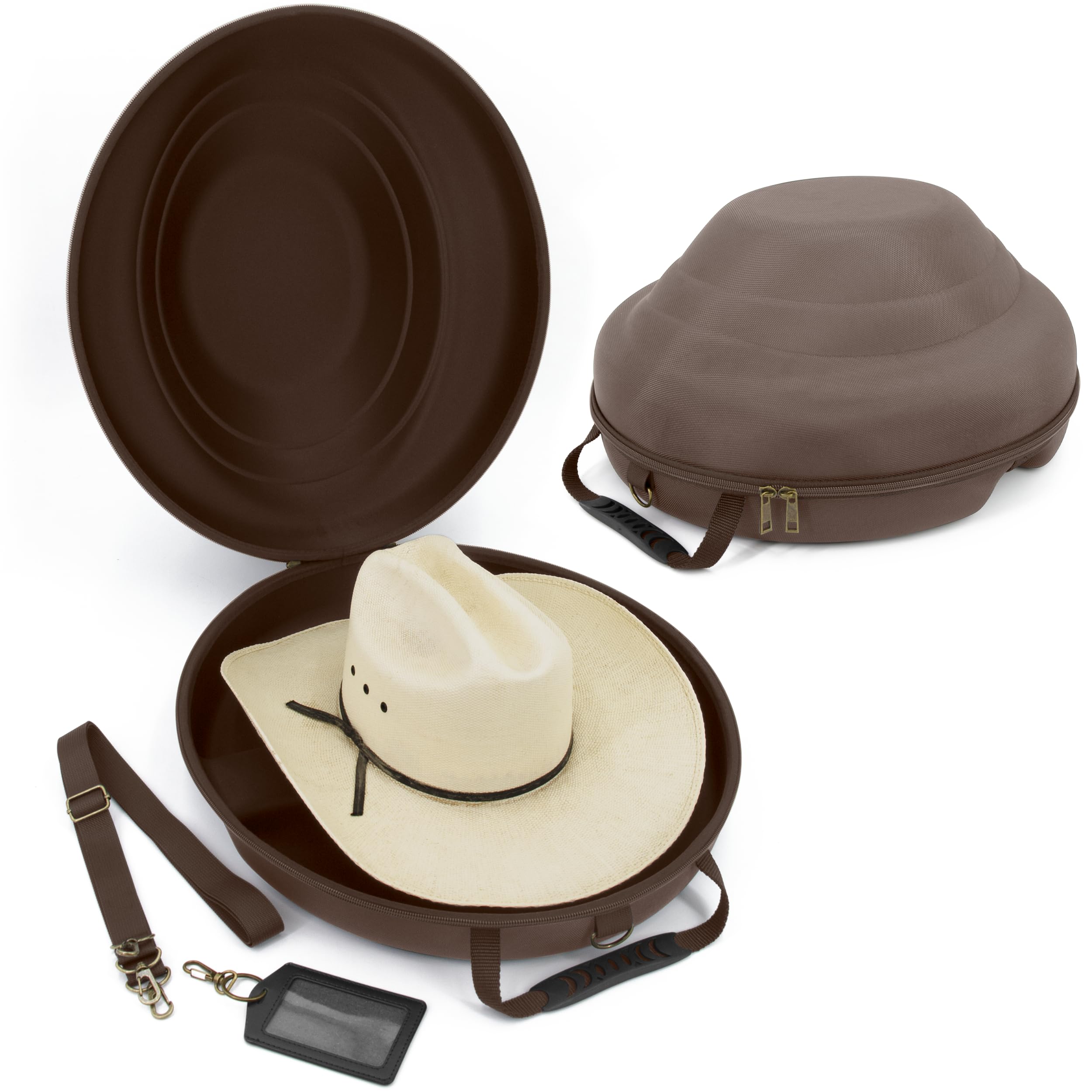 CASEMATIX Cowboy Hat Box - Hard Shell Portable Storage Case for Brims Up to 4.75