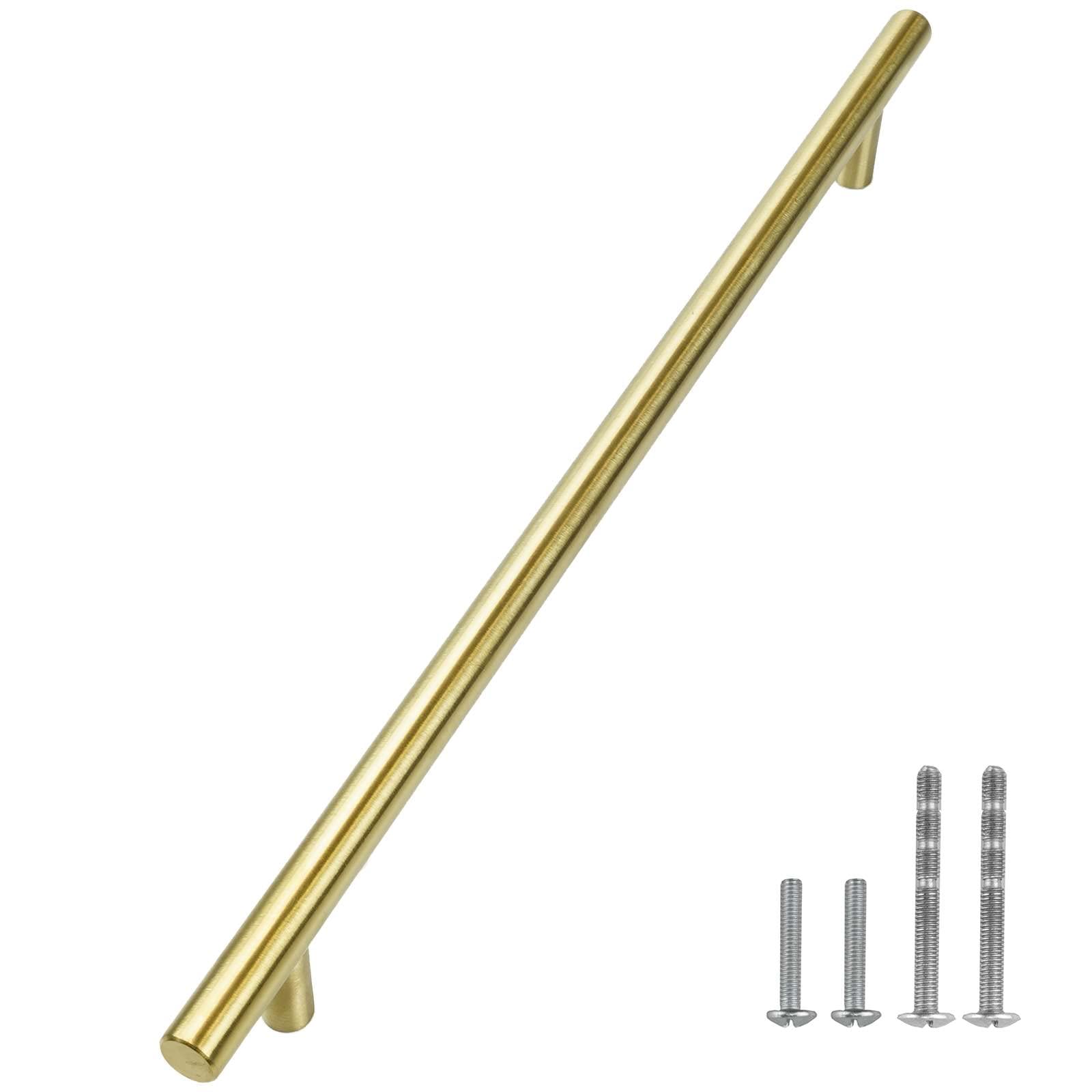 Stainless Steel Euro Cabinet Handles 5 Pack - Brushed Gold for Kitchen & Bathroom