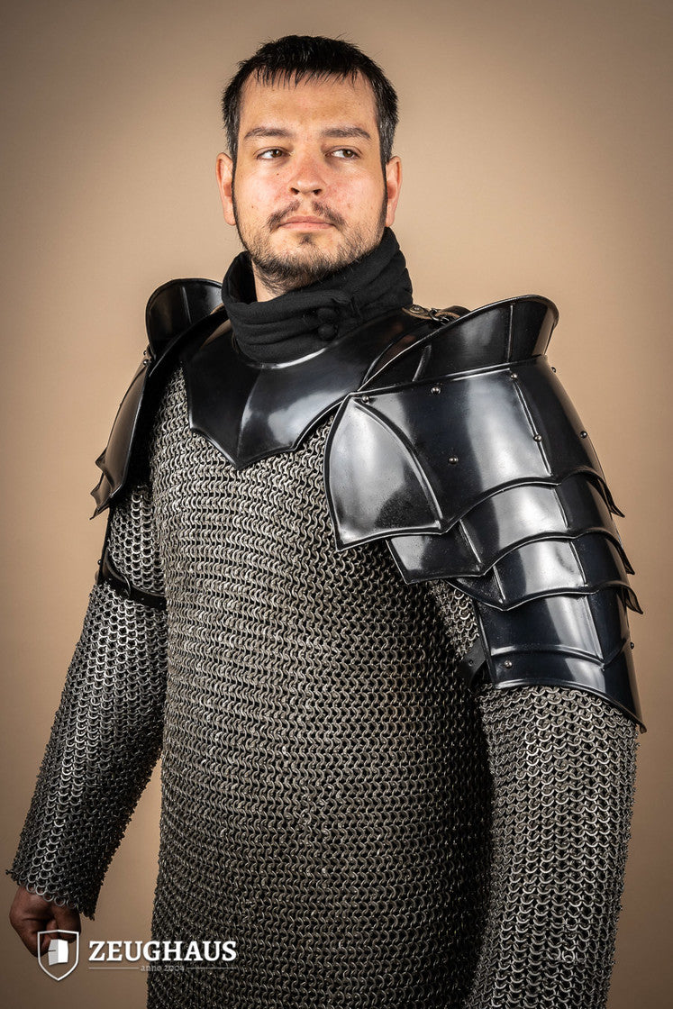 Pauldrons with Bladebreakers Champion Burnished - Premium Shoulder Armor for Cosplay, LARP & Medieval Reenactment | Perfect for Renaissance Fairs & Fantasy Costumes