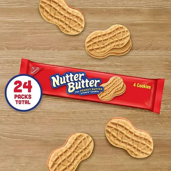 Crunchy Nutter Peanut Butter Sandwich Cookies - 1.9 oz Packs (24 Count, 4 Cookies Each) | Bulk Snacks for Office, School Lunch & Road Trips