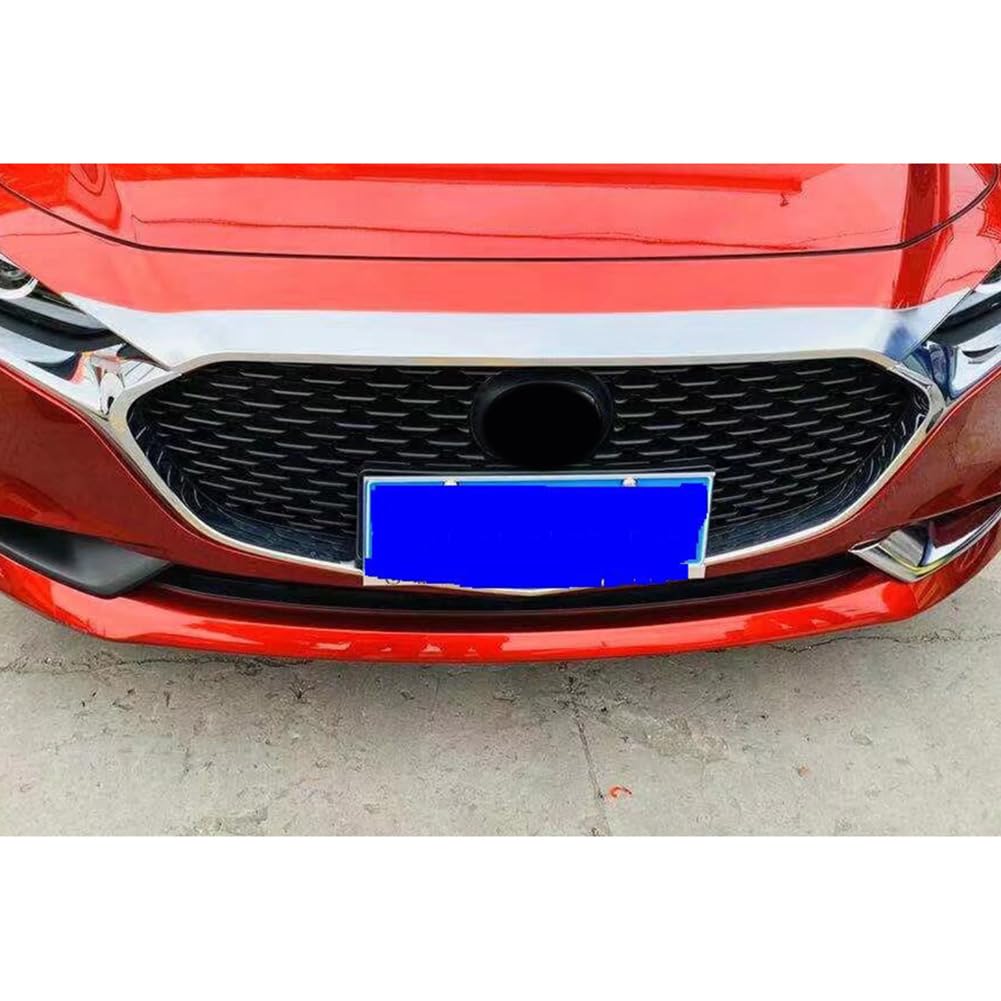 Beautost Chrome Front Hood Grill Cover for 2019-2025 Mazda 3 Axela - Stylish Car Exterior Accessory for Enhanced Vehicle Appearance & Protection