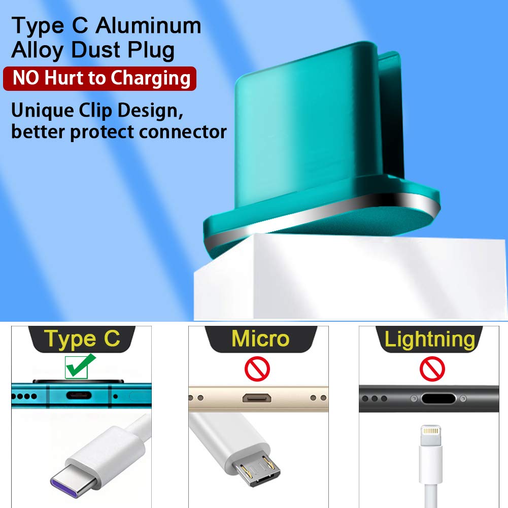 Premium Metal USB-C Port Cover Plugs - 2 Pack Anti-Dust Charging Port Protectors for MacBook Pro/Air, Smartphones & Laptops | Includes SIM Ejector Tool | Compatible with Samsung Galaxy S24/S23/S22/S21 (Green) - Perfect for Travel, Office & Home Use