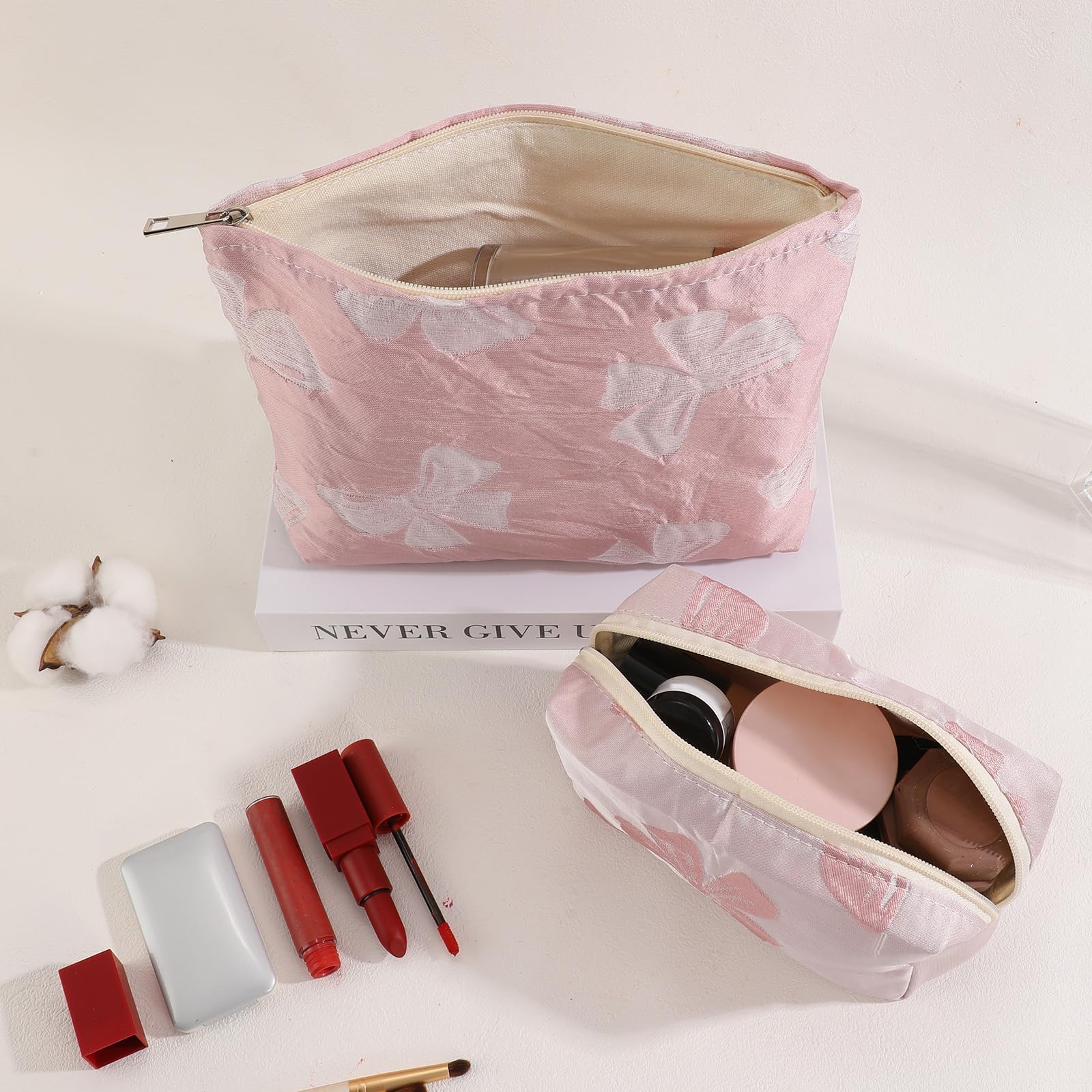 LYDZTION Large Capacity Makeup Bag Set for Women - 1 Cosmetic Organizer & 1 Pencil Case for Makeup Brushes, Travel Toiletry Storage | Perfect for Travel, Home Organization & Daily Beauty Essentials