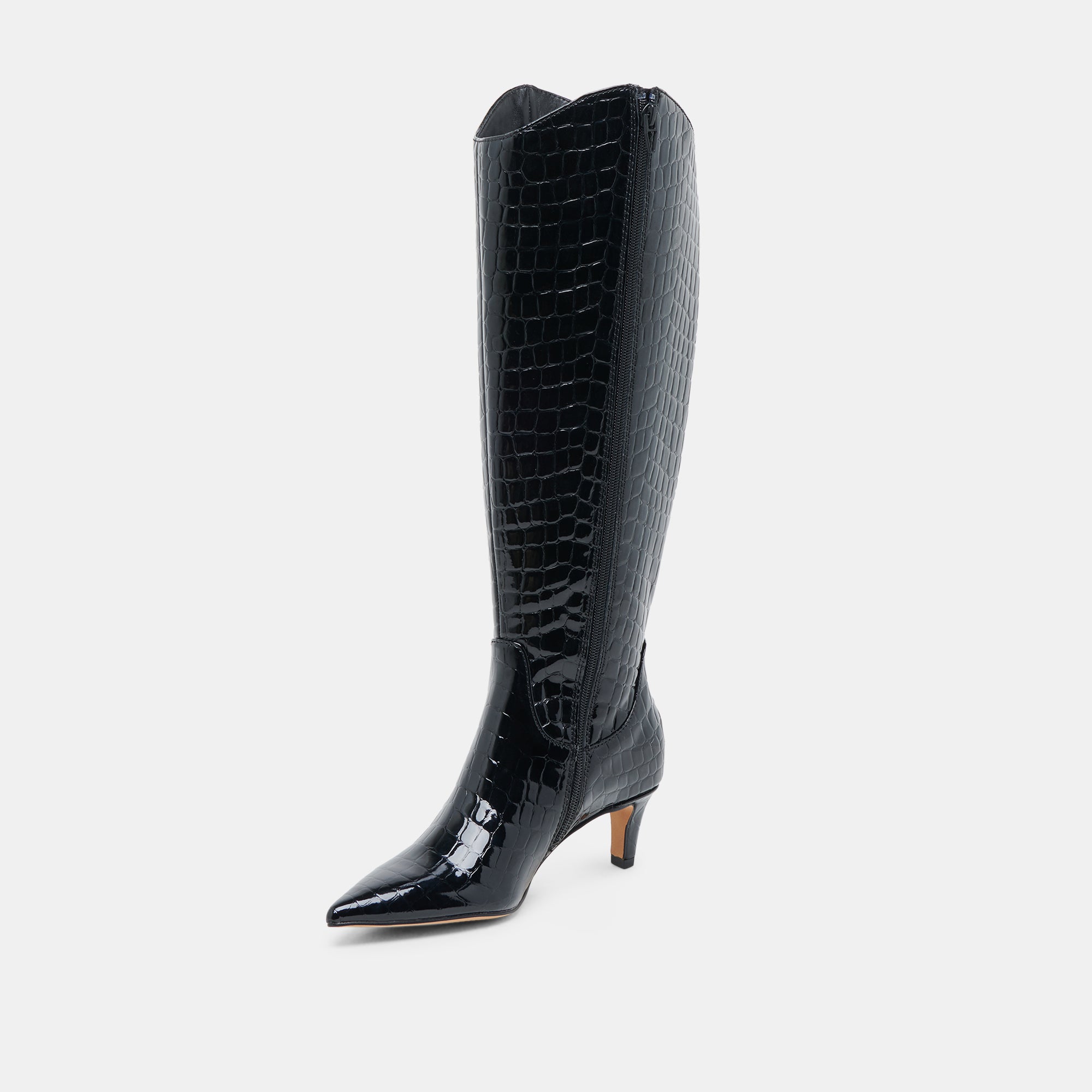 SHILAH Wide Calf Boots for Women - Noir Embossed Leather Ankle Boots for Comfort & Style | Perfect for Work, Casual Outfits & Winter Fashion