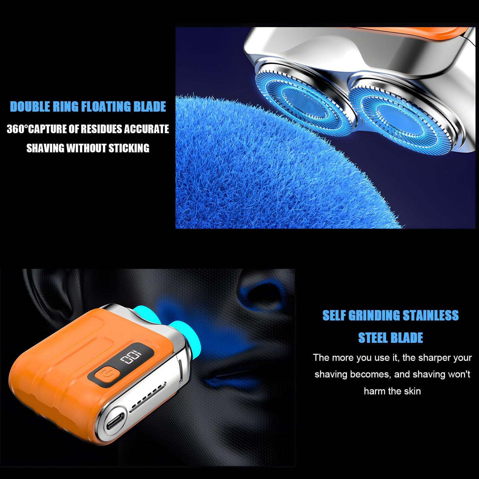 Mini Portable Electric Shaver for Men - USB Rechargeable Waterproof Travel Razor with Foil Technology - Perfect for Home, Car, Office & On-the-Go Grooming (Black)