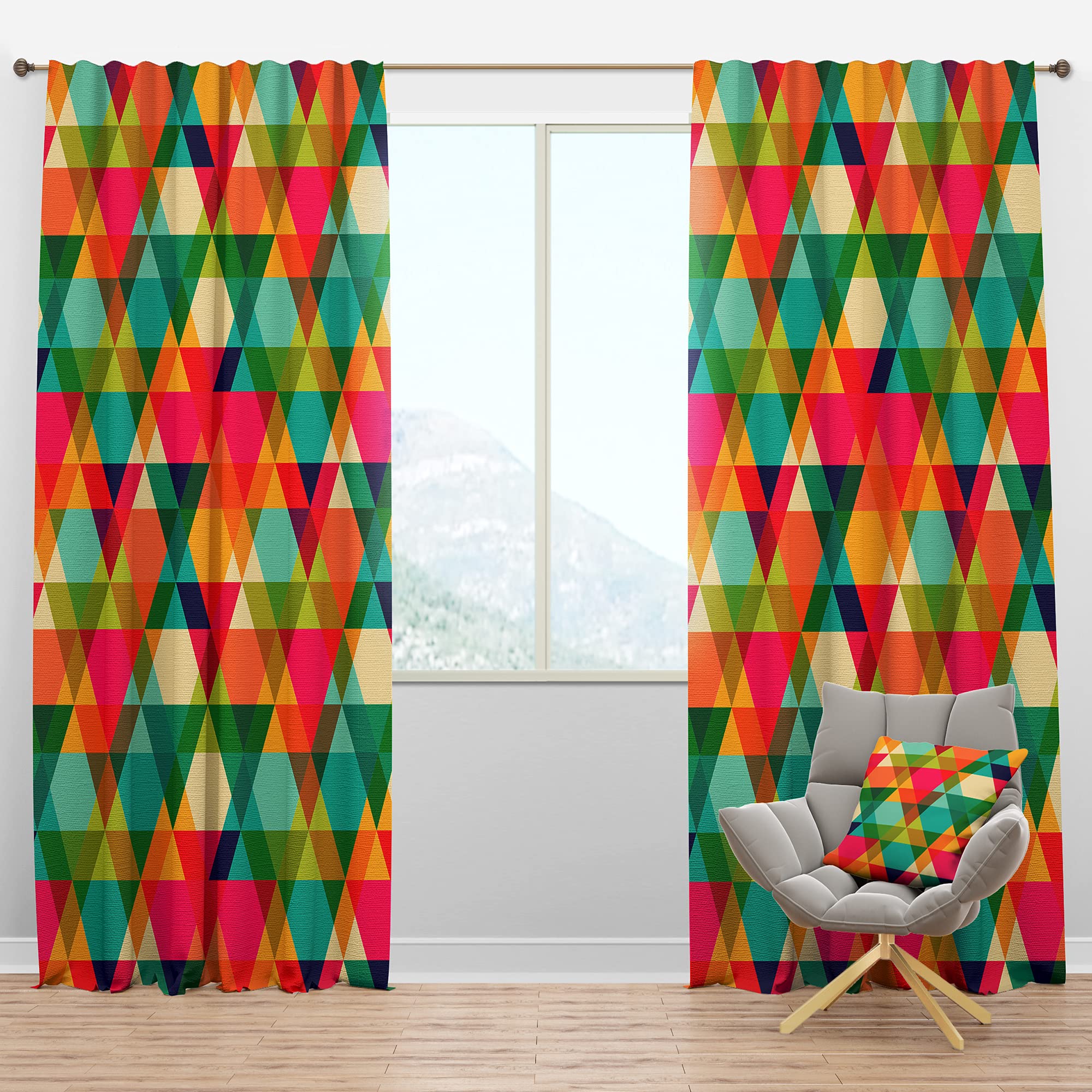 DesignQ Blackout Curtains 'Diamond Retro IX' - Thermal Insulated Single Panel Window Drapes (52x63 inches) for Bedroom & Living Room - Noise Reducing & Energy Saving Home Decor