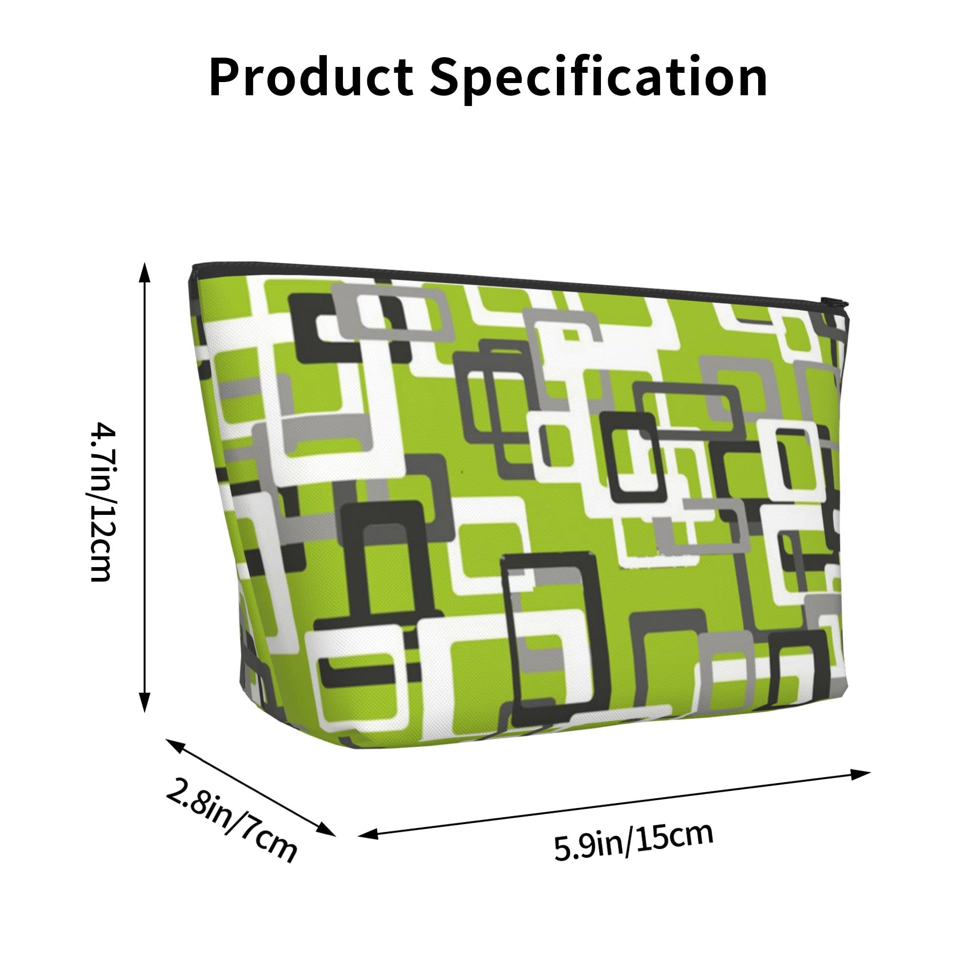 SWEET TANG Travel Toiletry Bag with Zipper - Small Makeup Pouch for Women, Waterproof Cosmetic Organizer in Lime Green, Black, Gray & White - Perfect for Weekend Getaways, Gym, Air Travel & Daily Essentials Storage